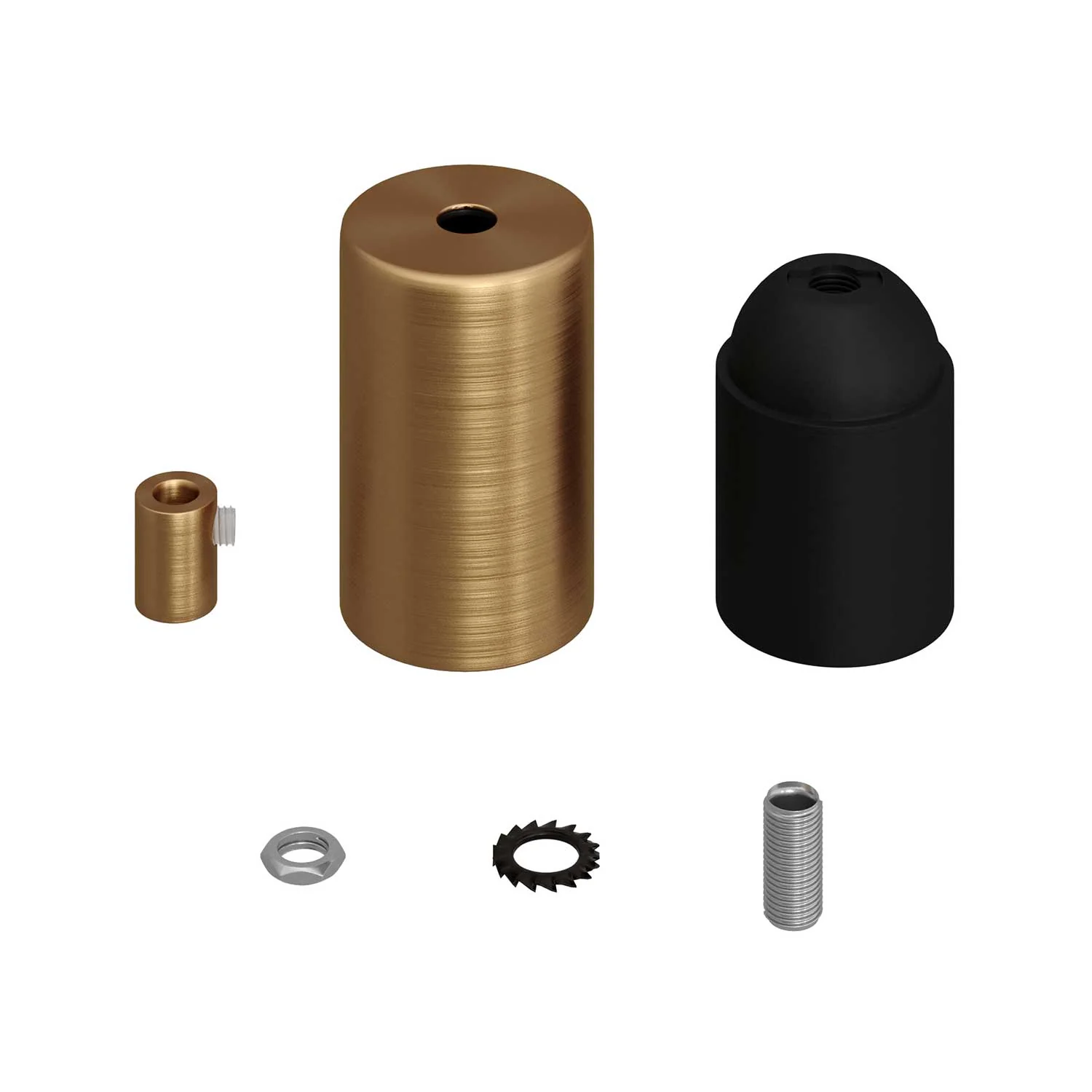 Lampenfassungen-Set E27 zylindrisch aus Metall – Satin-Bronze - Image 6