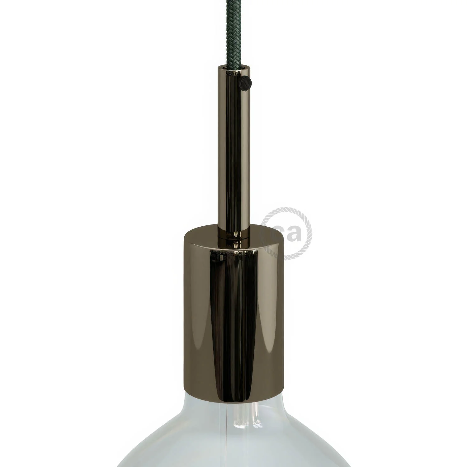 E27-Lampenfassungs-Set zylindrisch aus Metall mit 7 cm Zugentlastung – Perlschwarz