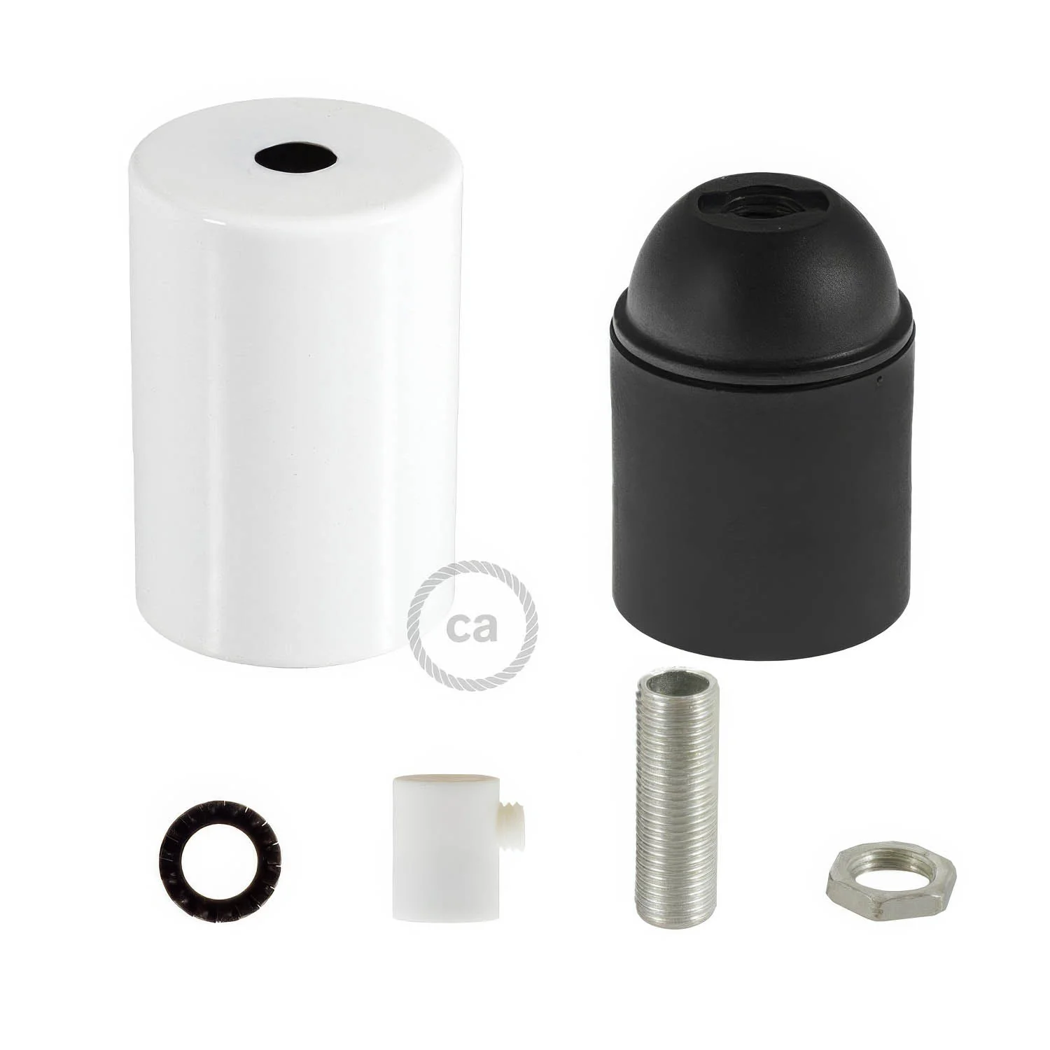 E27 Metall-Lampenfassungs-Set zylindrisch – Glänzend Weiß - Image 6