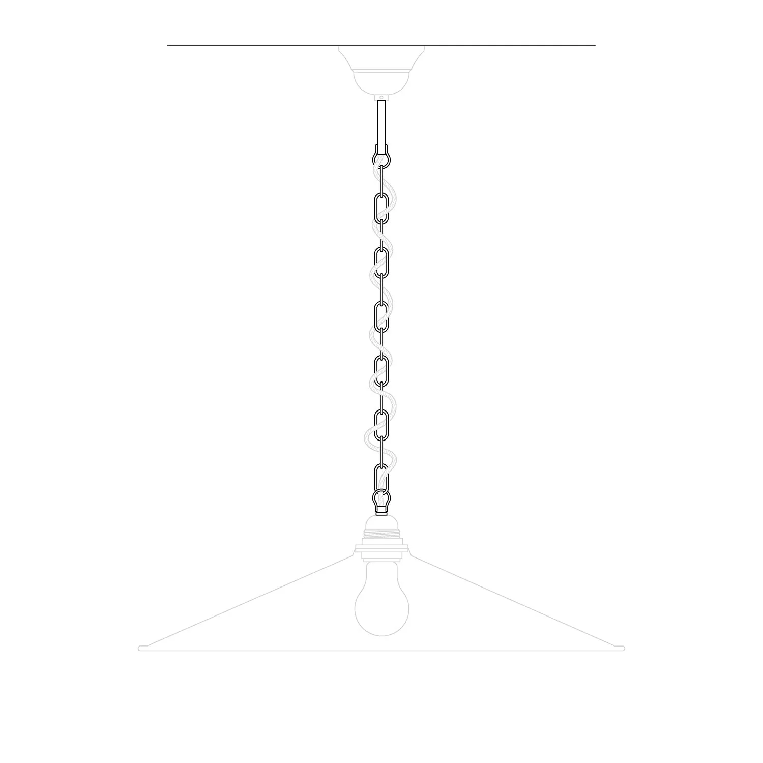 Mechanisches Aufhängungs‑Kit mit genuesischer Kette aus Eisen – Kette 50 cm, Stange und Haken M10x1 - Image 5