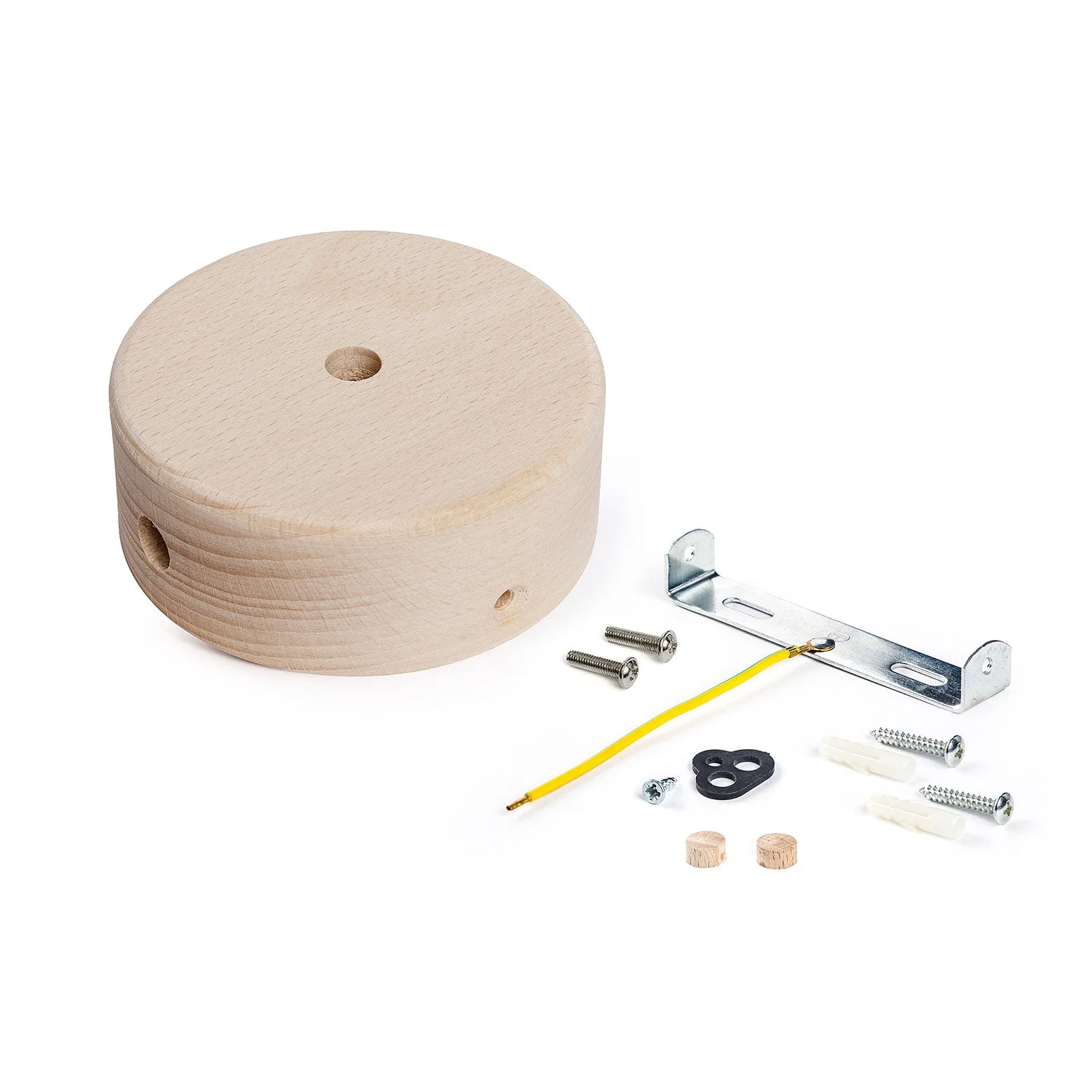 Mini-Zylinderbaldachin-Kit aus Holz mit 1 Mittel- und 2 Seitenlöchern – Natur - Image 3