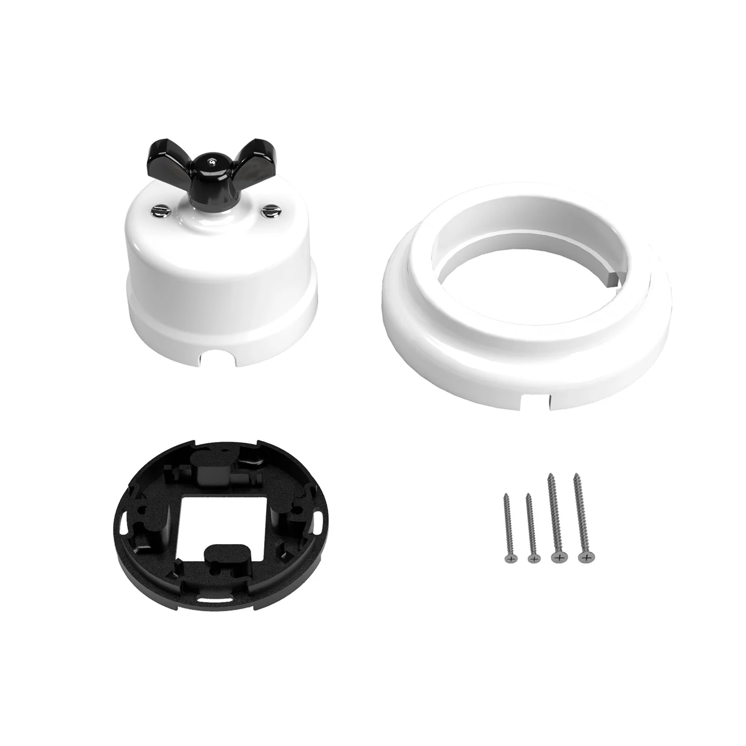 Wechselschalter-Kit mit Flügelmutter und Sockel aus weißem Porzellan - Image 11