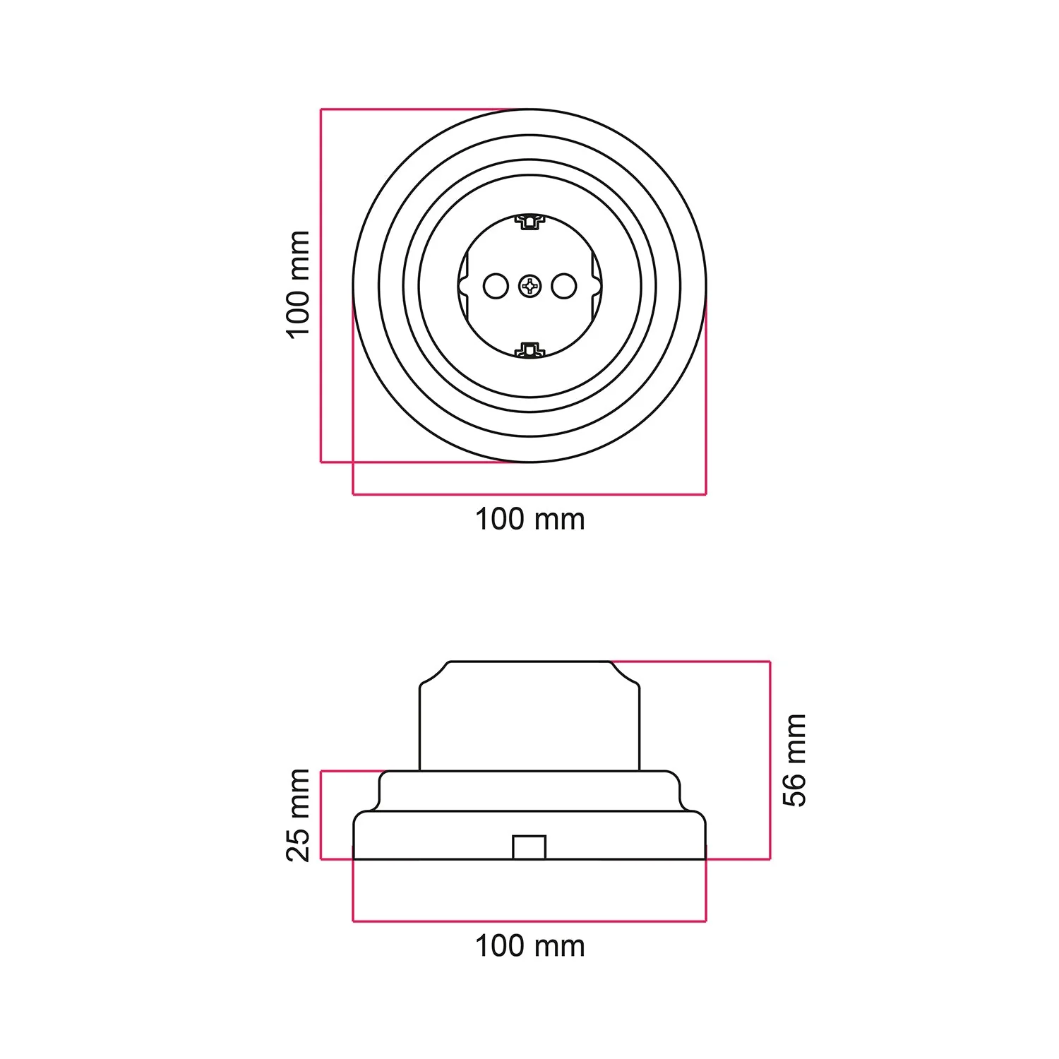 Wand-Steckdosen-Kit Schuko und Basis aus Porzellan – Schwarz - Image 6