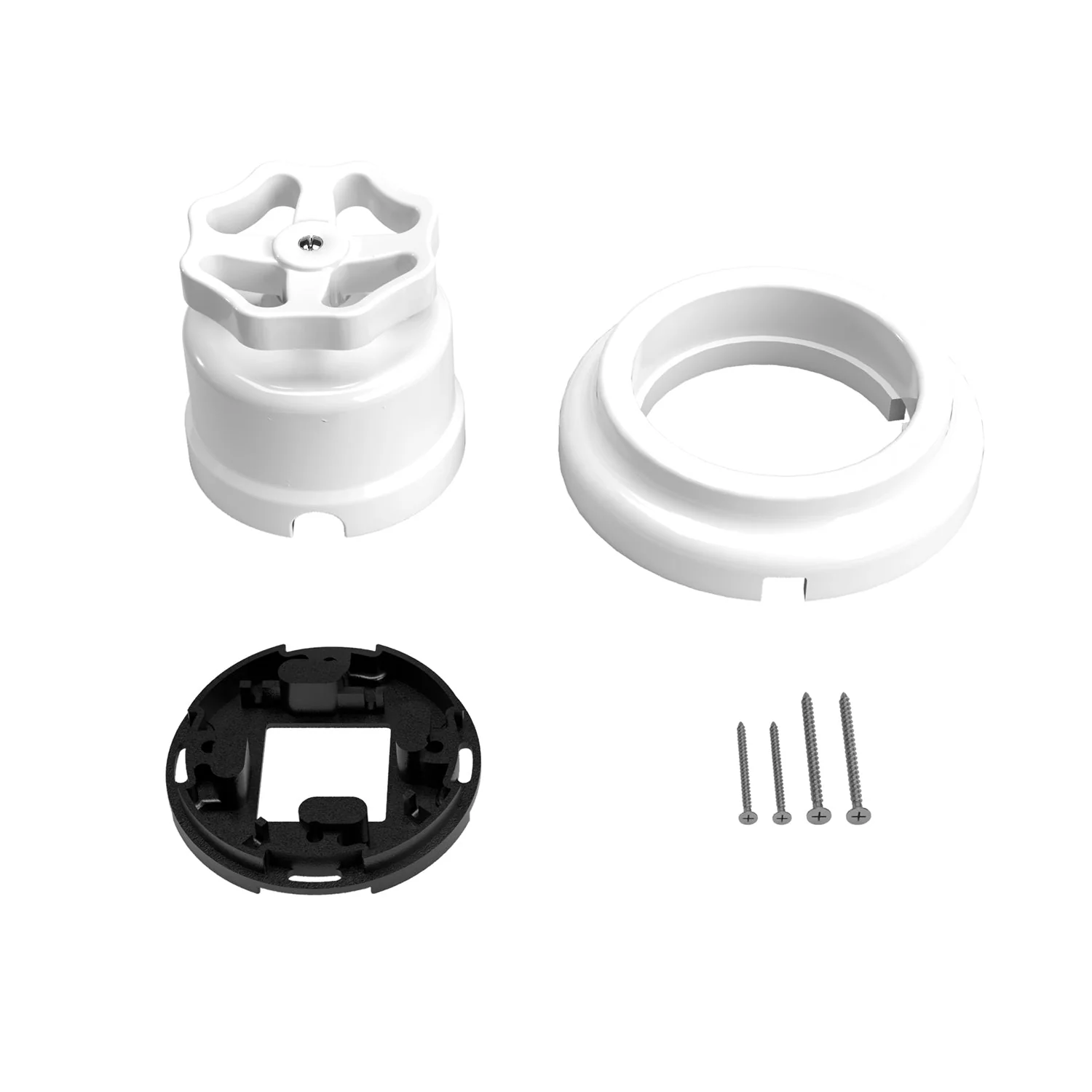 Schalter-/Wechsler-Set mit Drehknopf und Sockel aus weißem Porzellan - Image 3