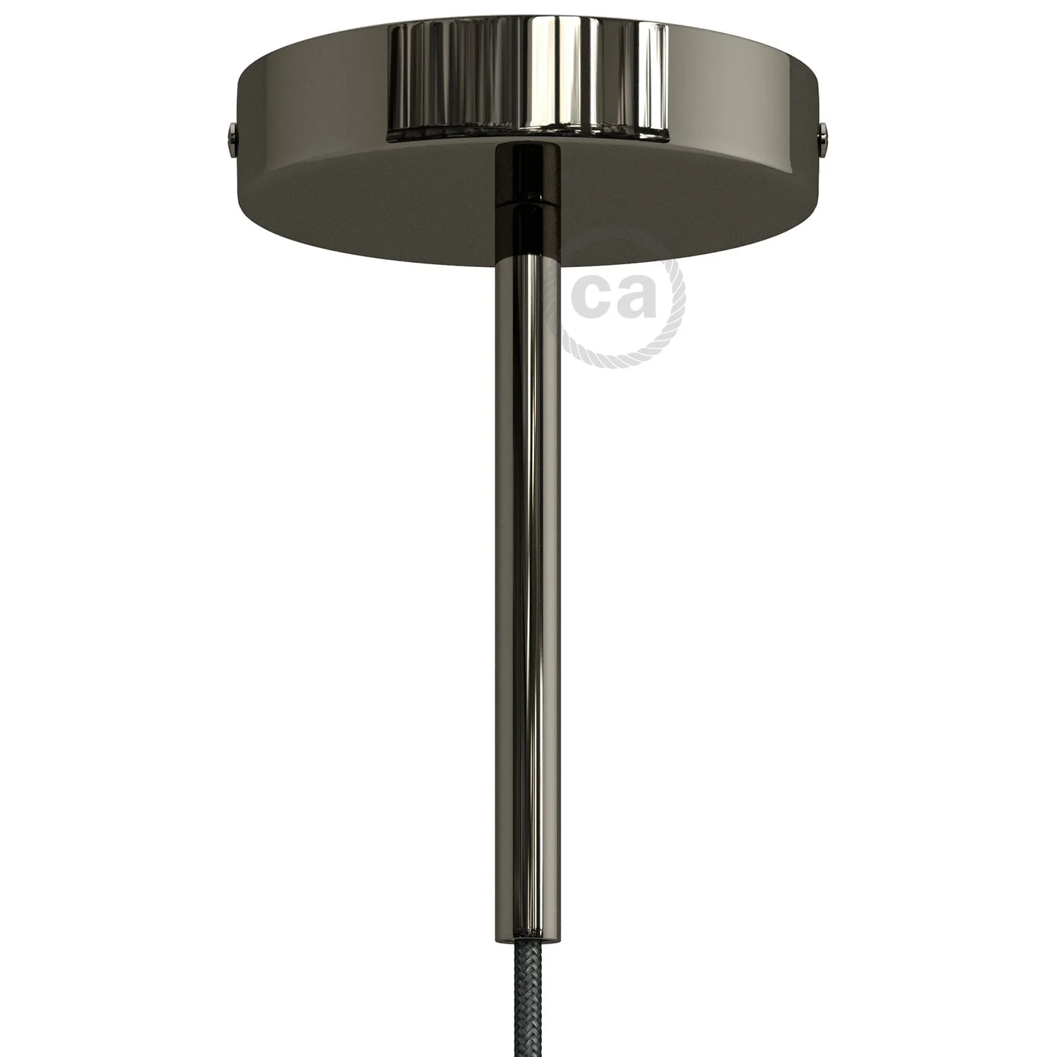Zylindrisches Metallbaldachin-Kit mit 15 cm Kabelzugentlaster - Schwarz Perle