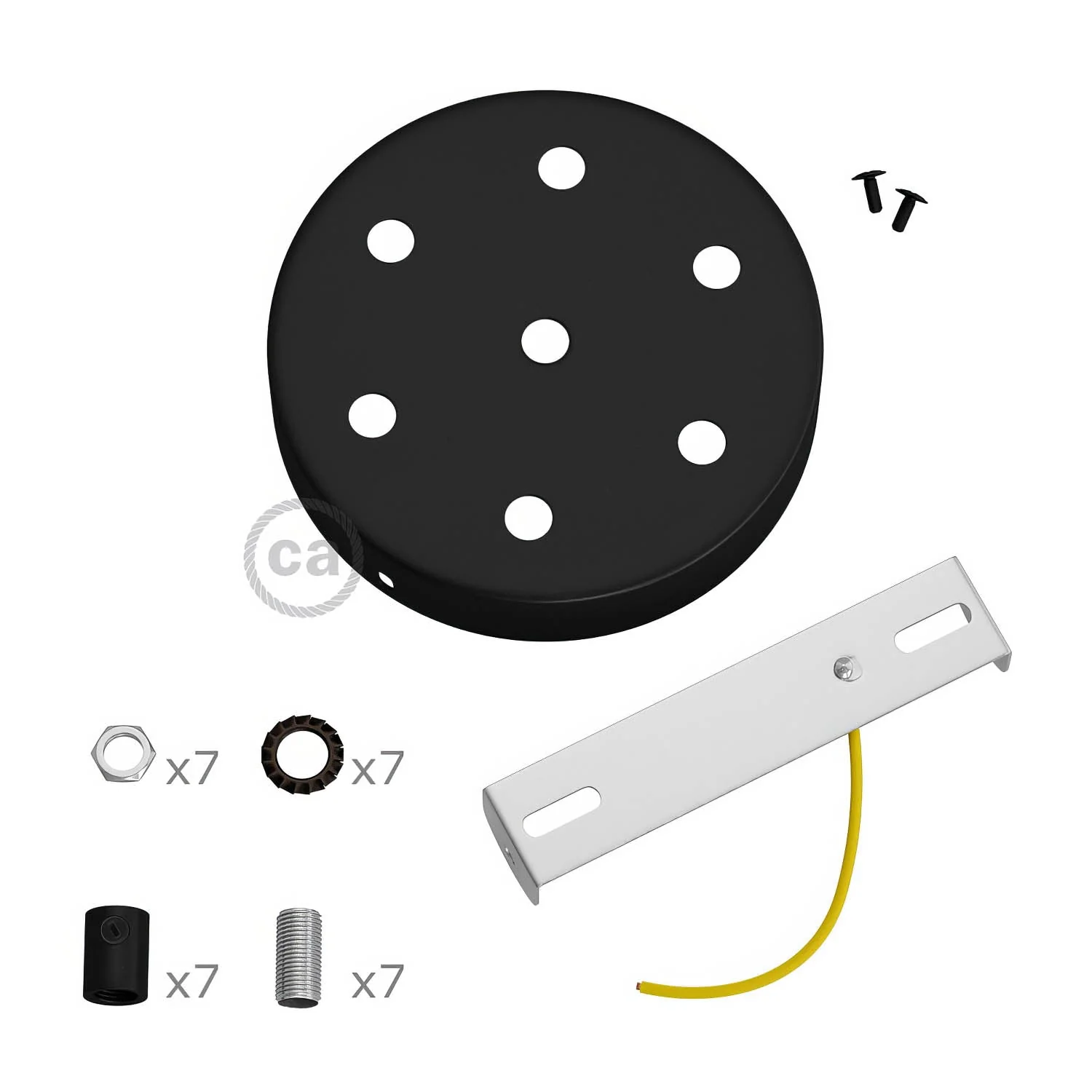 Kit Lampenbaldachin zylindrisch aus Metall mit 7 Löchern – Schwarz - Image 8