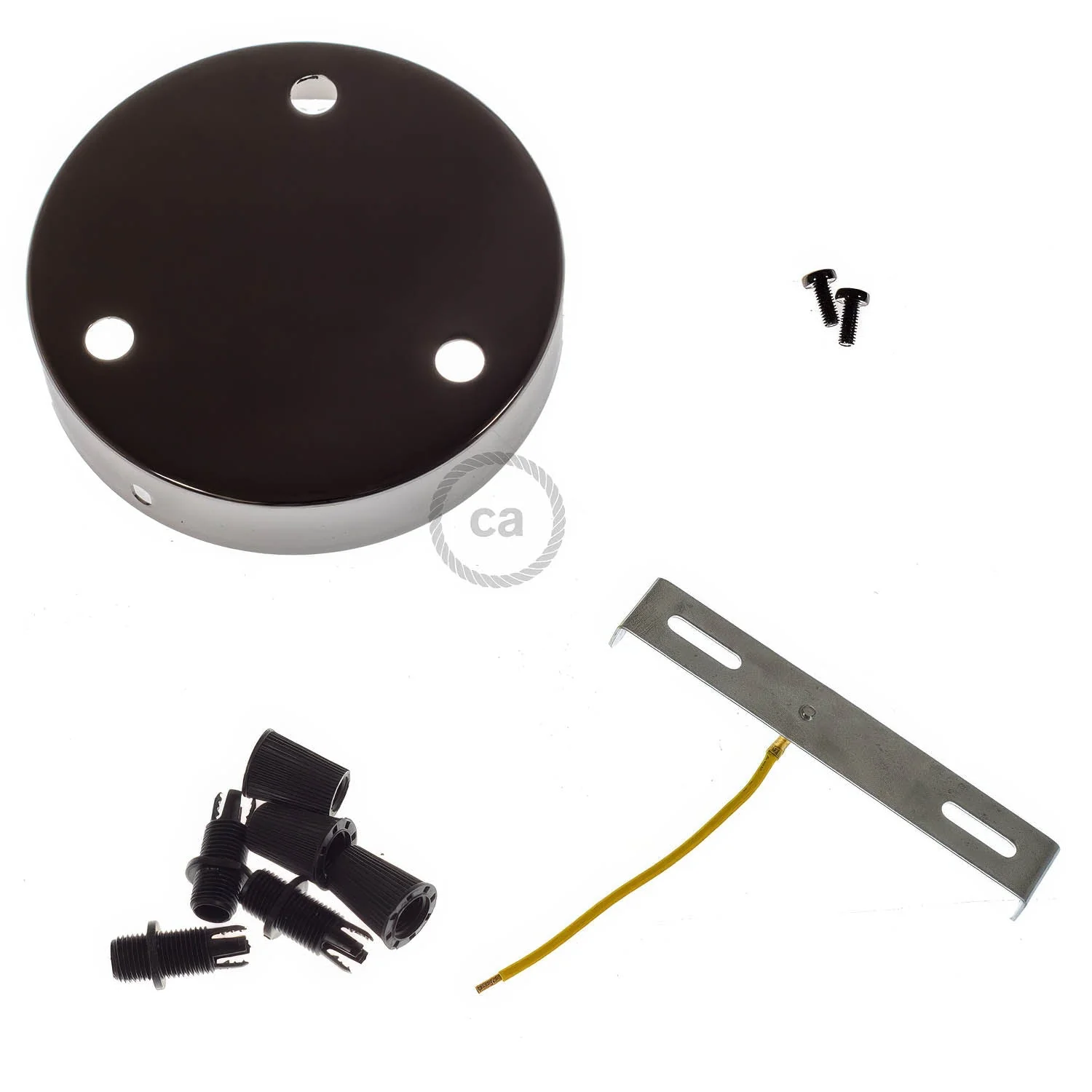 Zylindrisches Lampenbaldachin-Set aus Metall mit 3 Löchern – Perlschwarz - Image 3