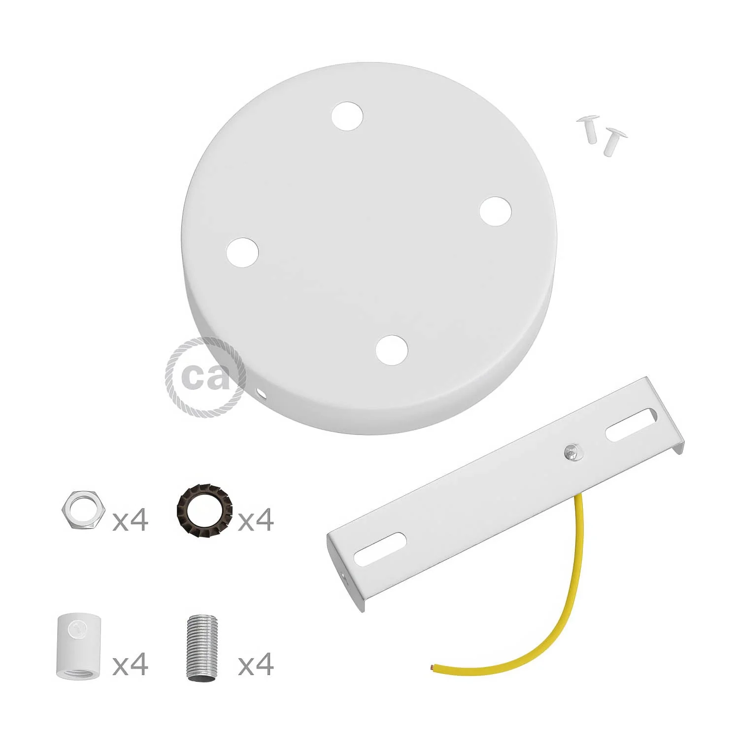 Zylindrisches Metall-Rosetten-Kit mit 4 Löchern – Mattweiß - Image 8