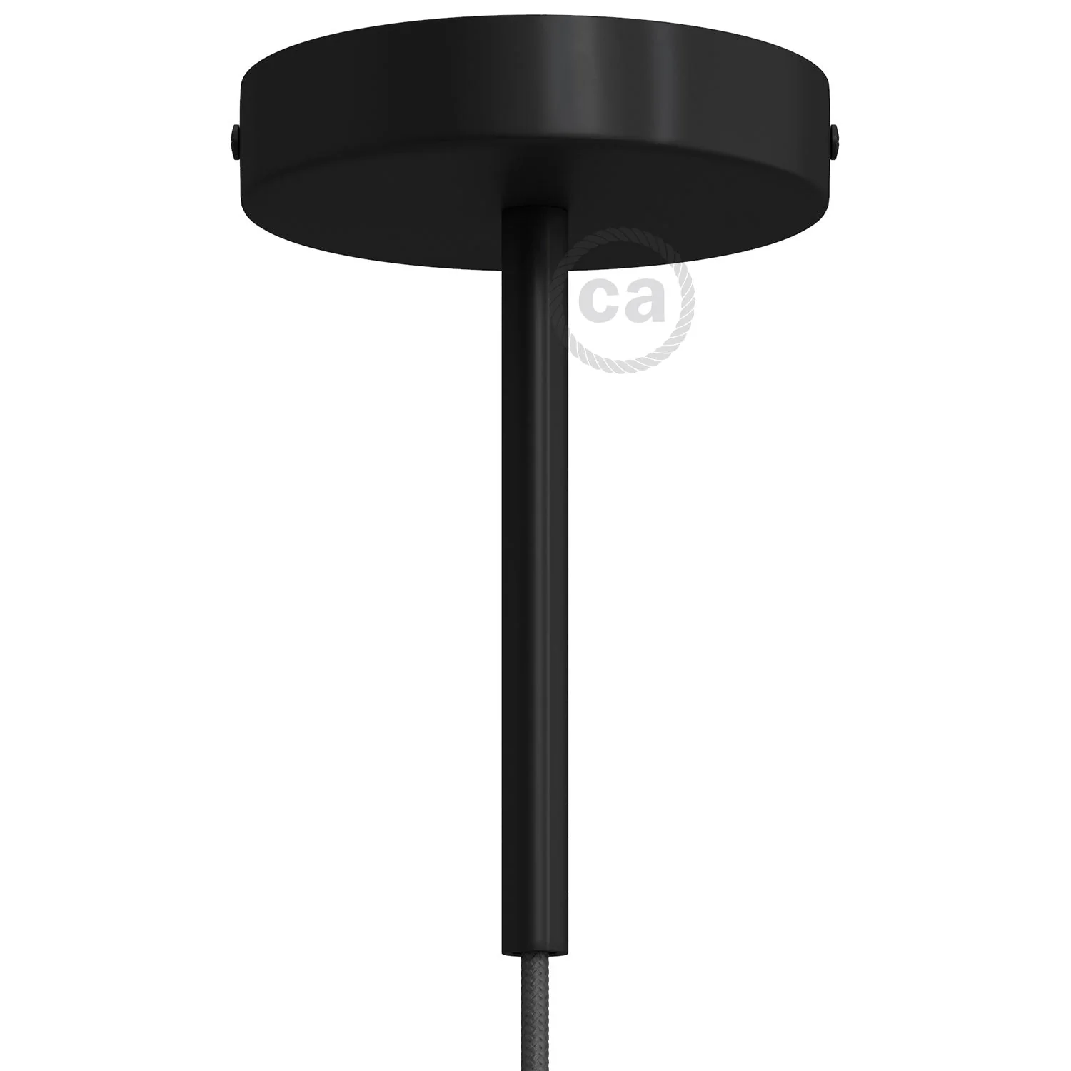 Kit mit zylindrischem Lampenbaldachin aus Metall mit 15 cm Zugentlastung – Schwarz