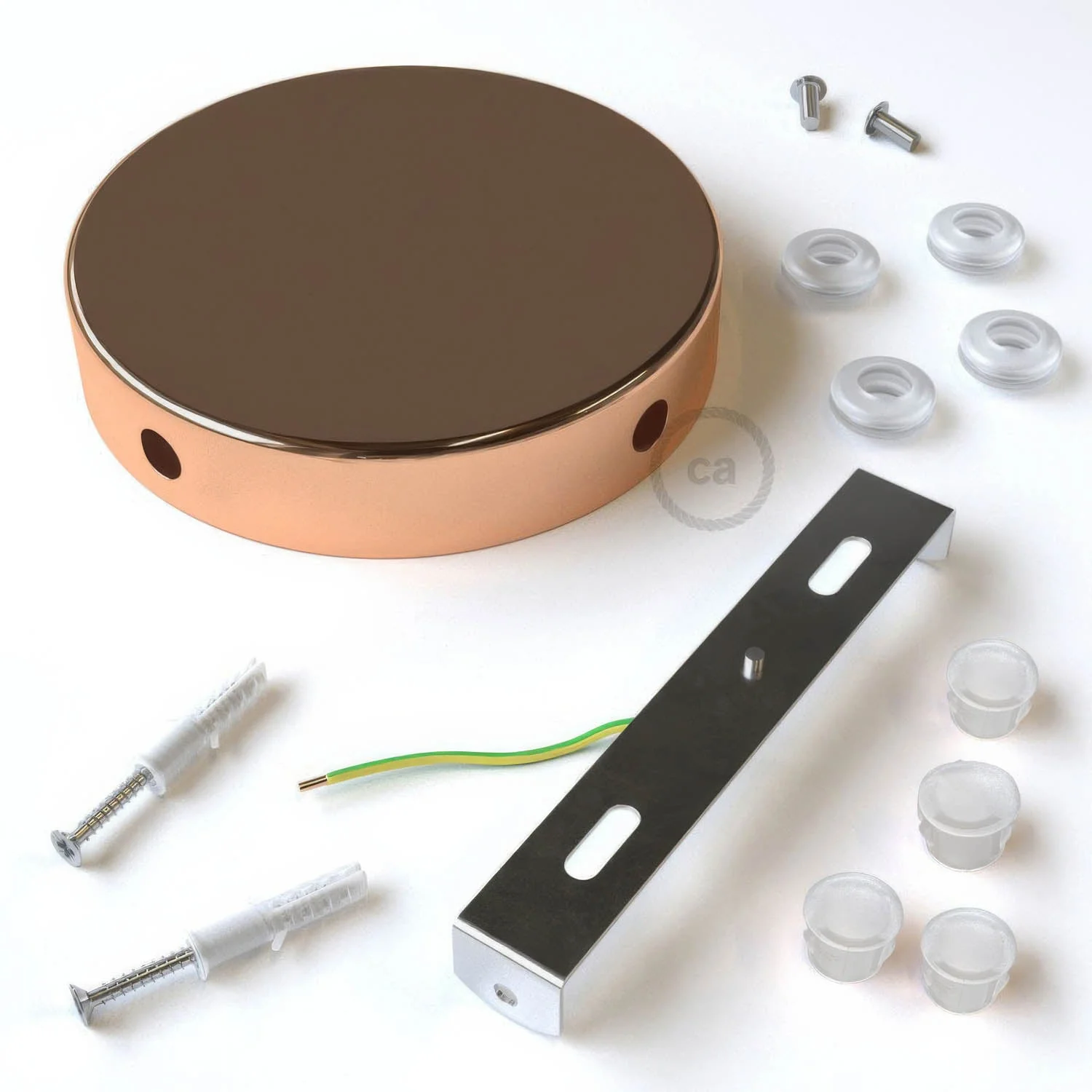 Zylindrisches Baldachin-Set aus Metall mit 4 seitlichen Löchern (Abzweigdose) – Kupfer - Image 3