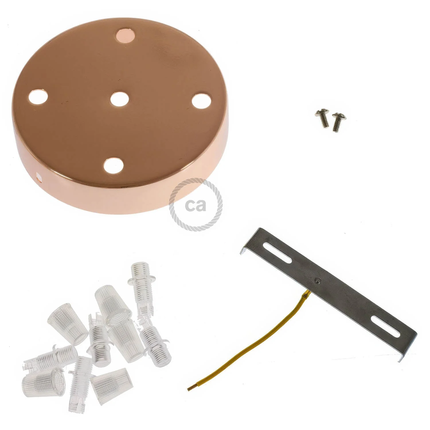 Zylindrisches Lampenbaldachin-Kit aus Metall mit 5 Löchern - Kupfer - Image 3