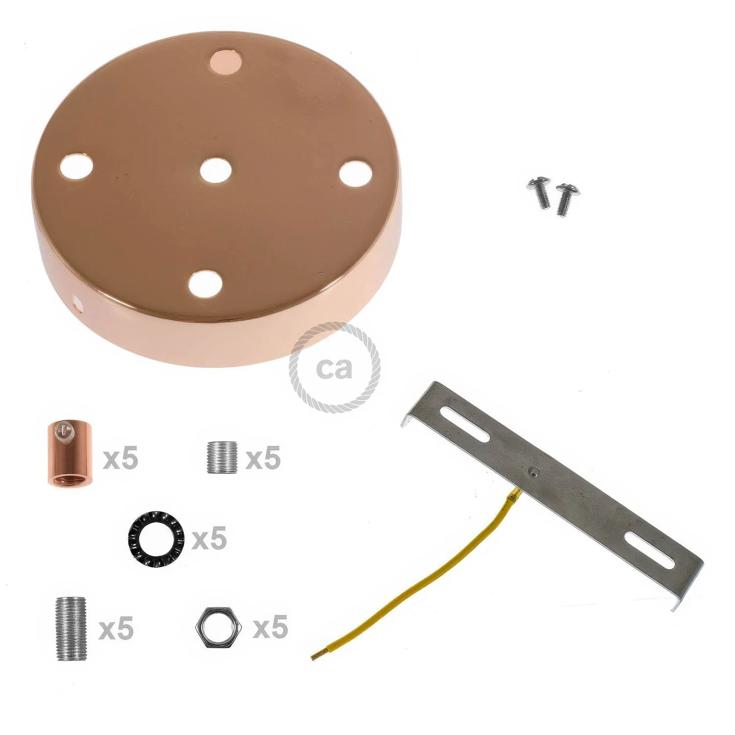 Zylindrisches Lampenbaldachin-Kit aus Metall mit 5 Löchern - Kupfer - Image 8