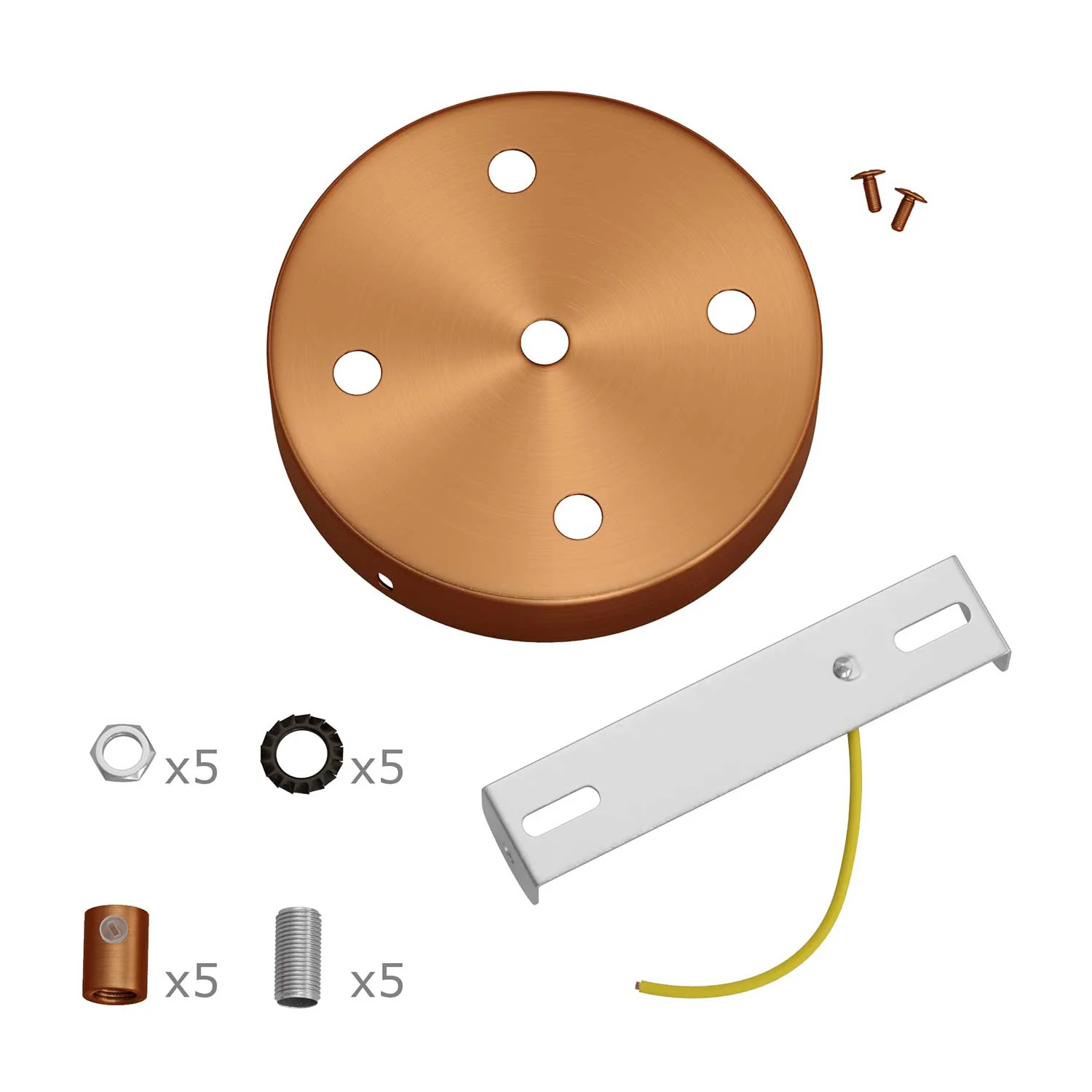 Zylindrischer Lampenbaldachin-Kit aus Metall mit 5 Löchern - Satin-Kupfer - Image 8