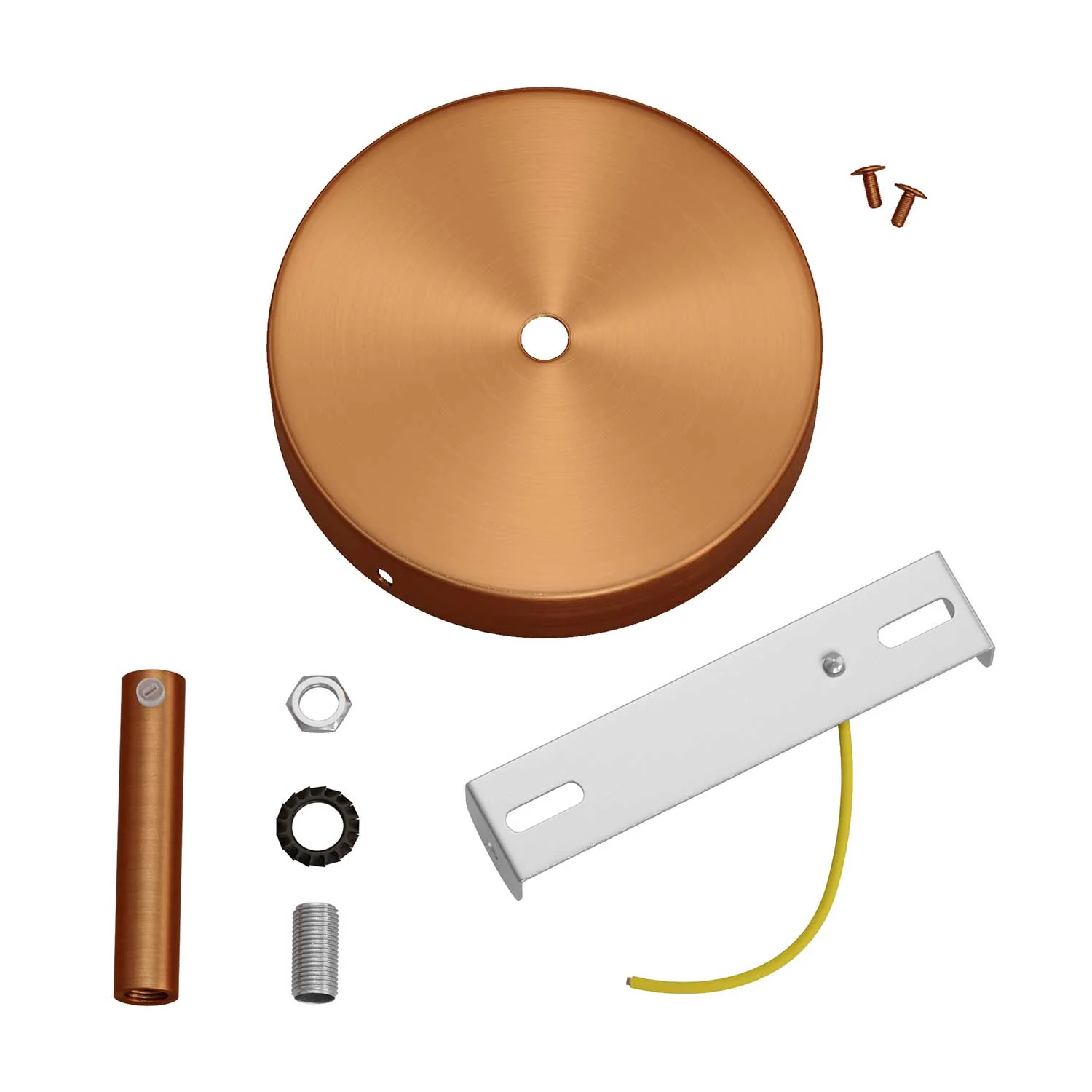 Zylindrisches Baldachin-Kit aus Metall mit 7 cm Kabelzugentlastung – Satin-Kupfer - Image 3