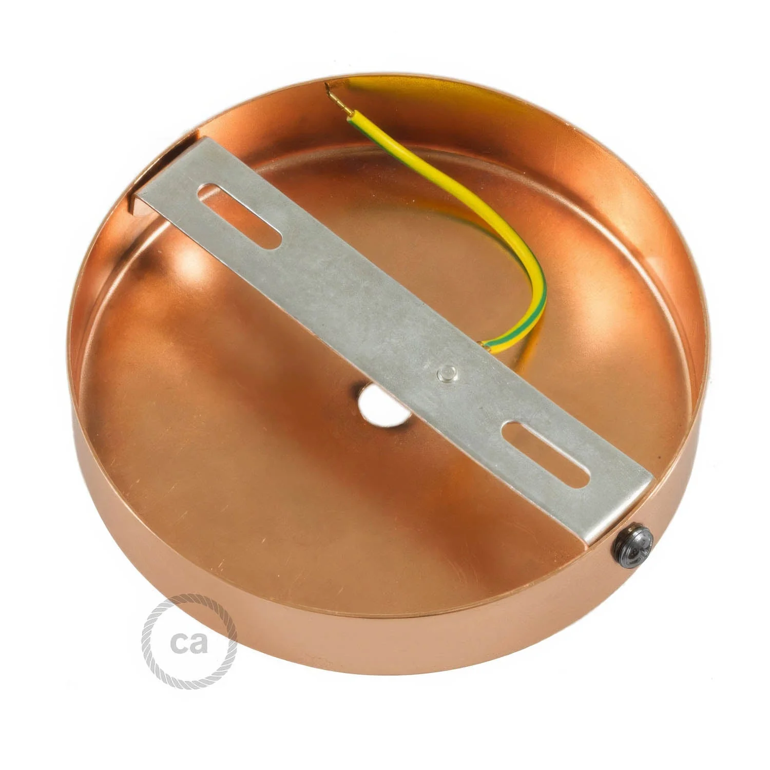 Zylindrisches Baldachin-Kit aus Metall mit 7 cm Kabelzugentlastung – Satin-Kupfer - Image 4