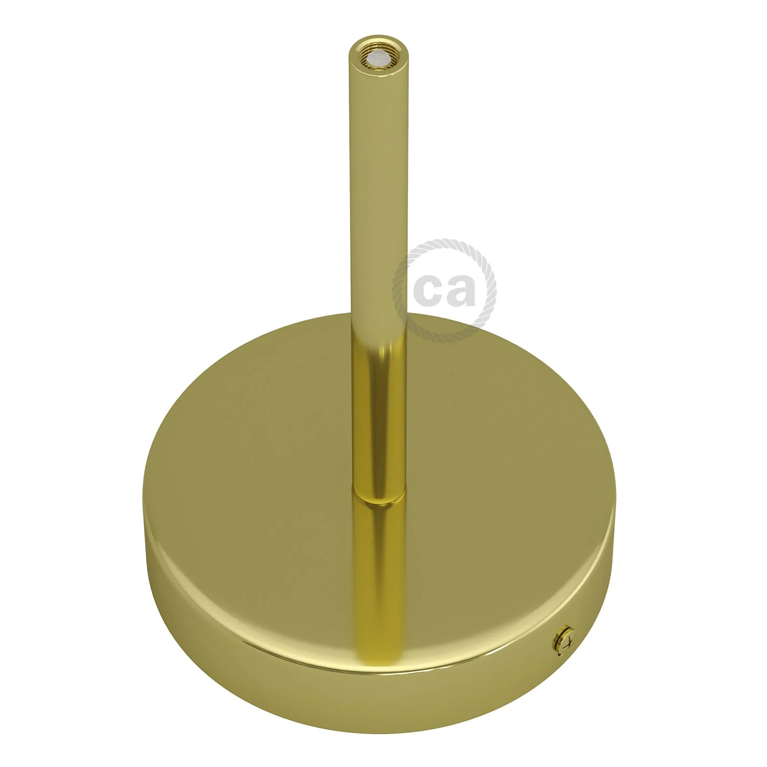 Zylindrisches Lampenbaldachin-Kit aus Metall mit Textilkabel-Zugentlastung, 15 cm – Messing - Image 2