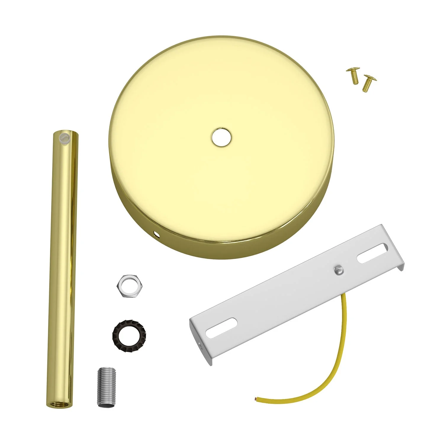 Zylindrisches Lampenbaldachin-Kit aus Metall mit Textilkabel-Zugentlastung, 15 cm – Messing - Image 3