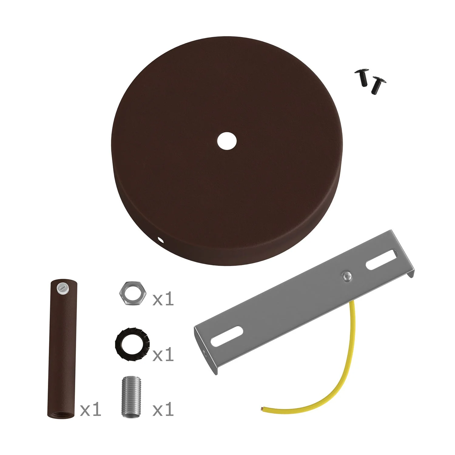 Zylinderförmiges Baldachin-Set aus Metall mit 7 cm Zugentlastung – Dunkel lackiertes Rostbraun - Image 3