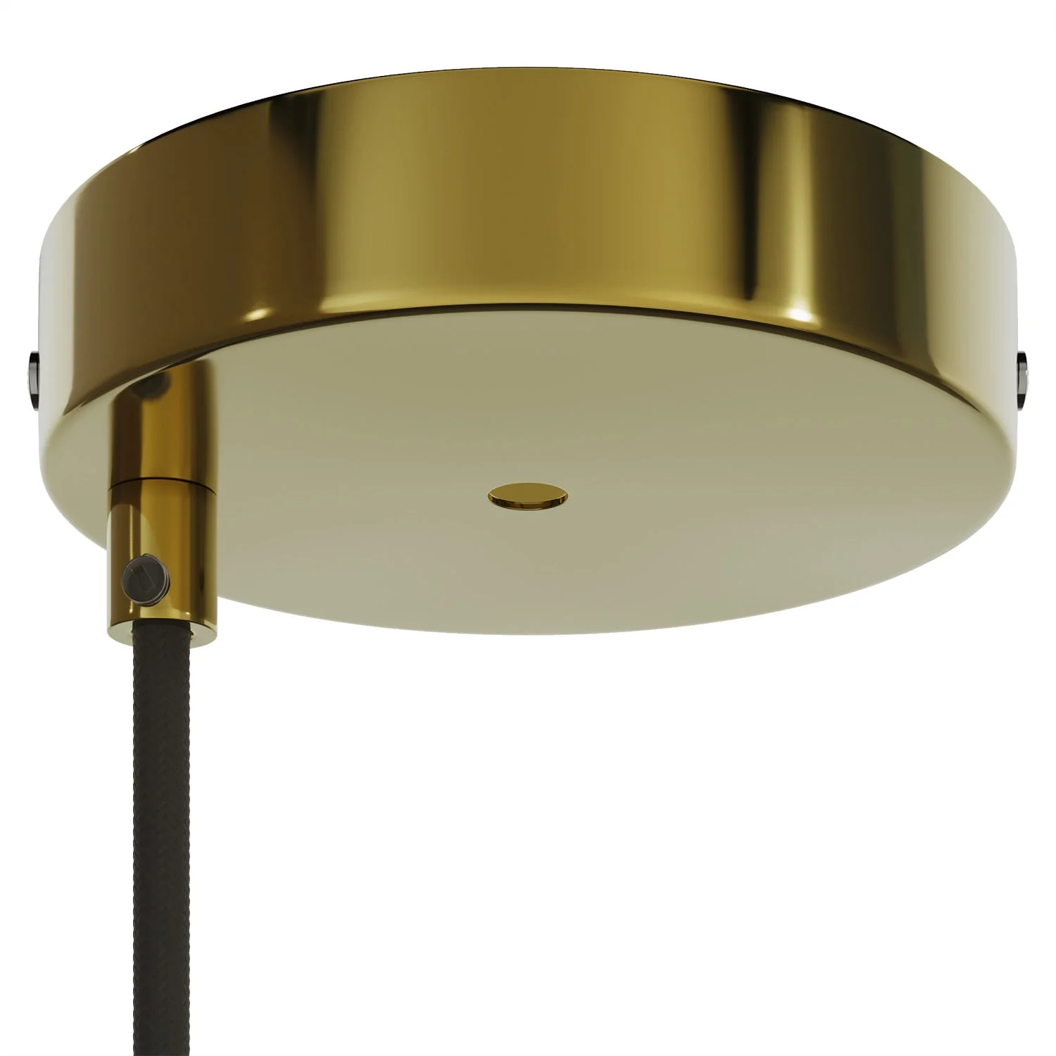 Kit zylindrischer Lampenbaldachin aus Metall Ø 120 mm mit 2 zentralen und dezentralen Löchern – Messing