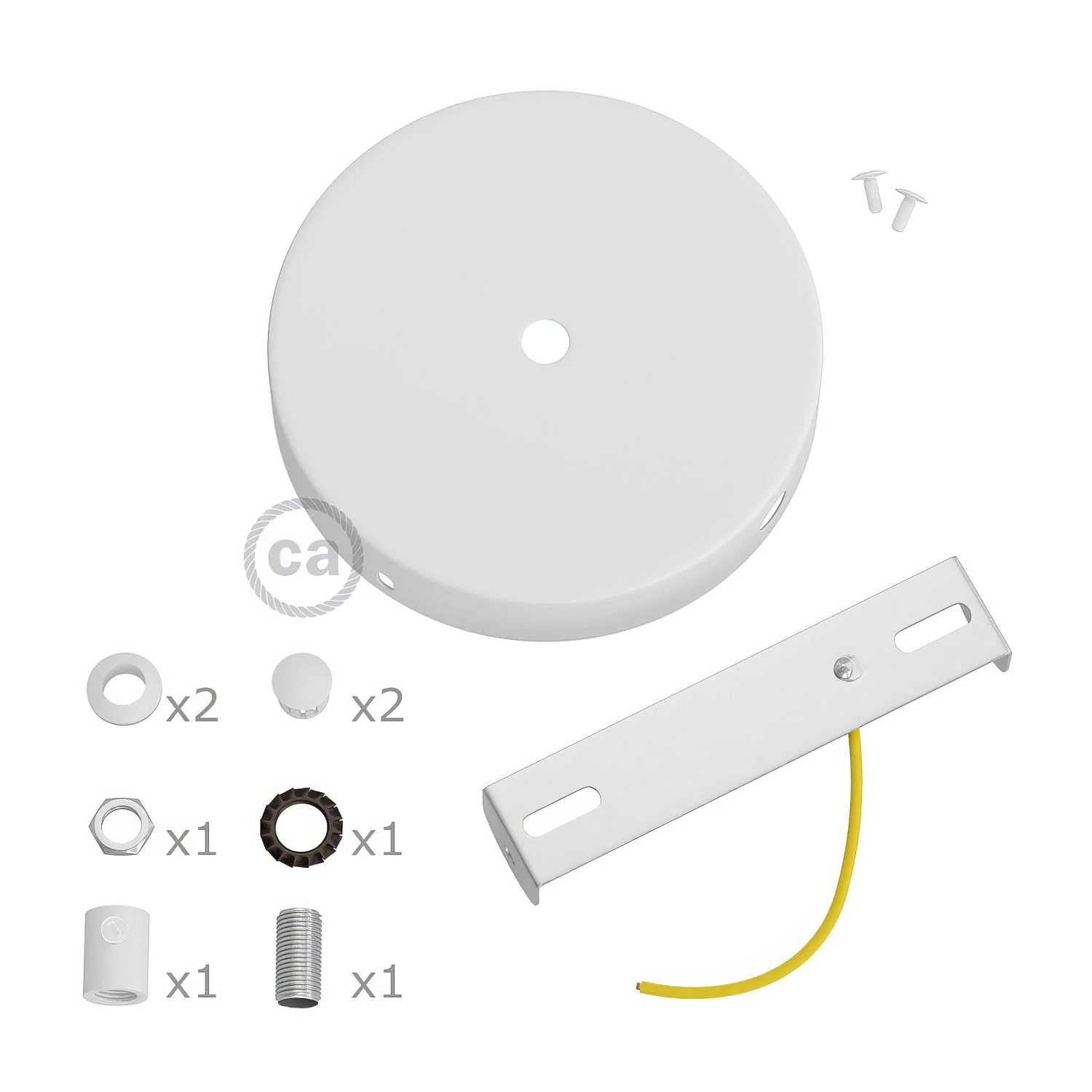 Zylindrischer Baldachin-Kit aus Metall mit 1 Zentralloch und 2 seitlichen Löchern - Mattweiß - Image 8