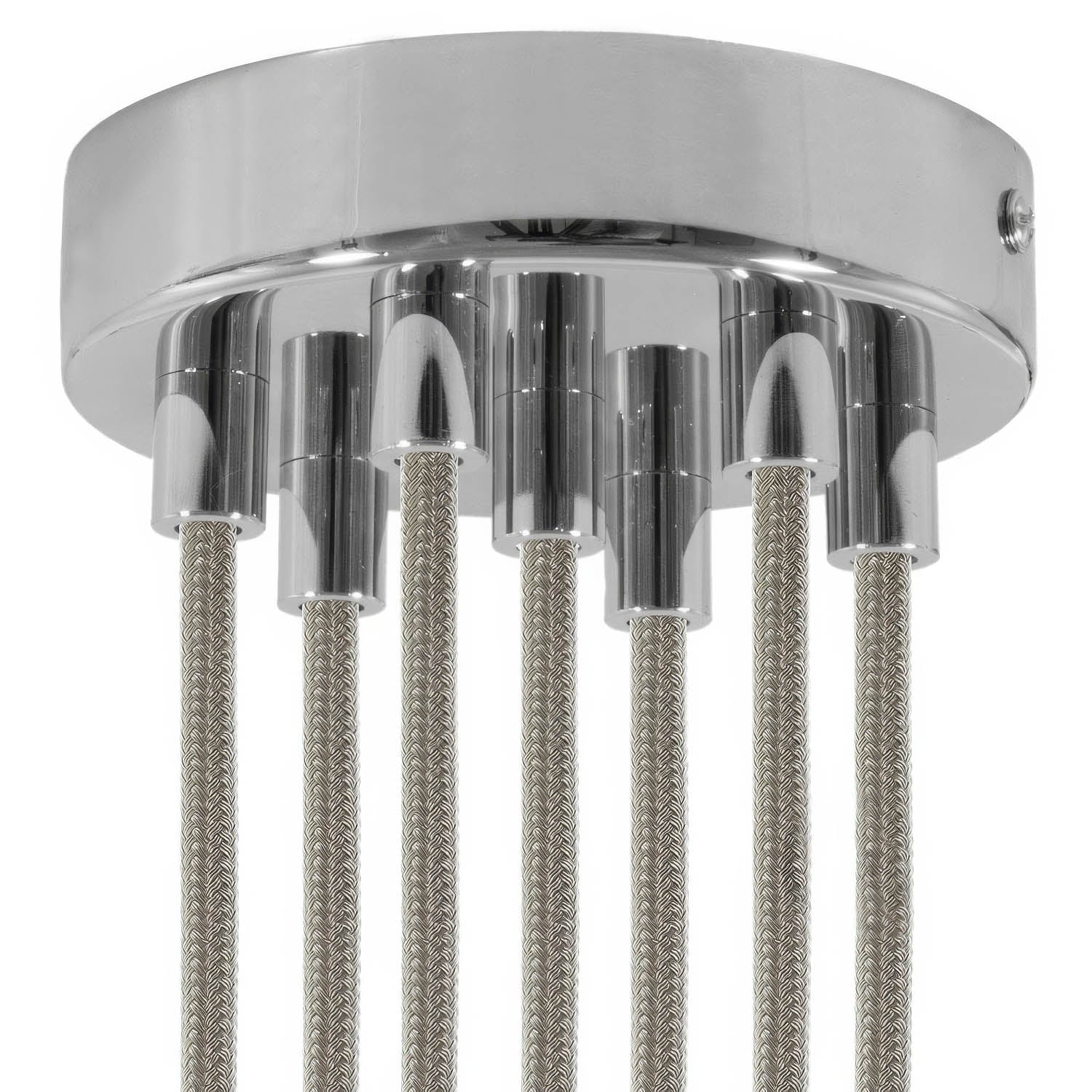 Zylindrisches Lampenbaldachin-Kit aus Metall mit 7 Löchern - Chrom - Image 6
