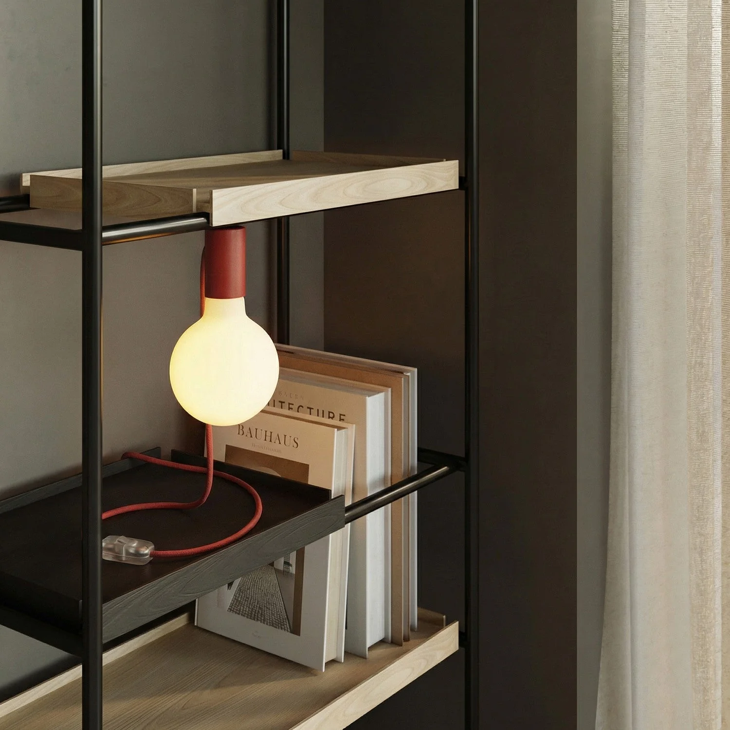 Lampada magnetica plug-in con attacco E27 e spina UK - Rosso - Image 2