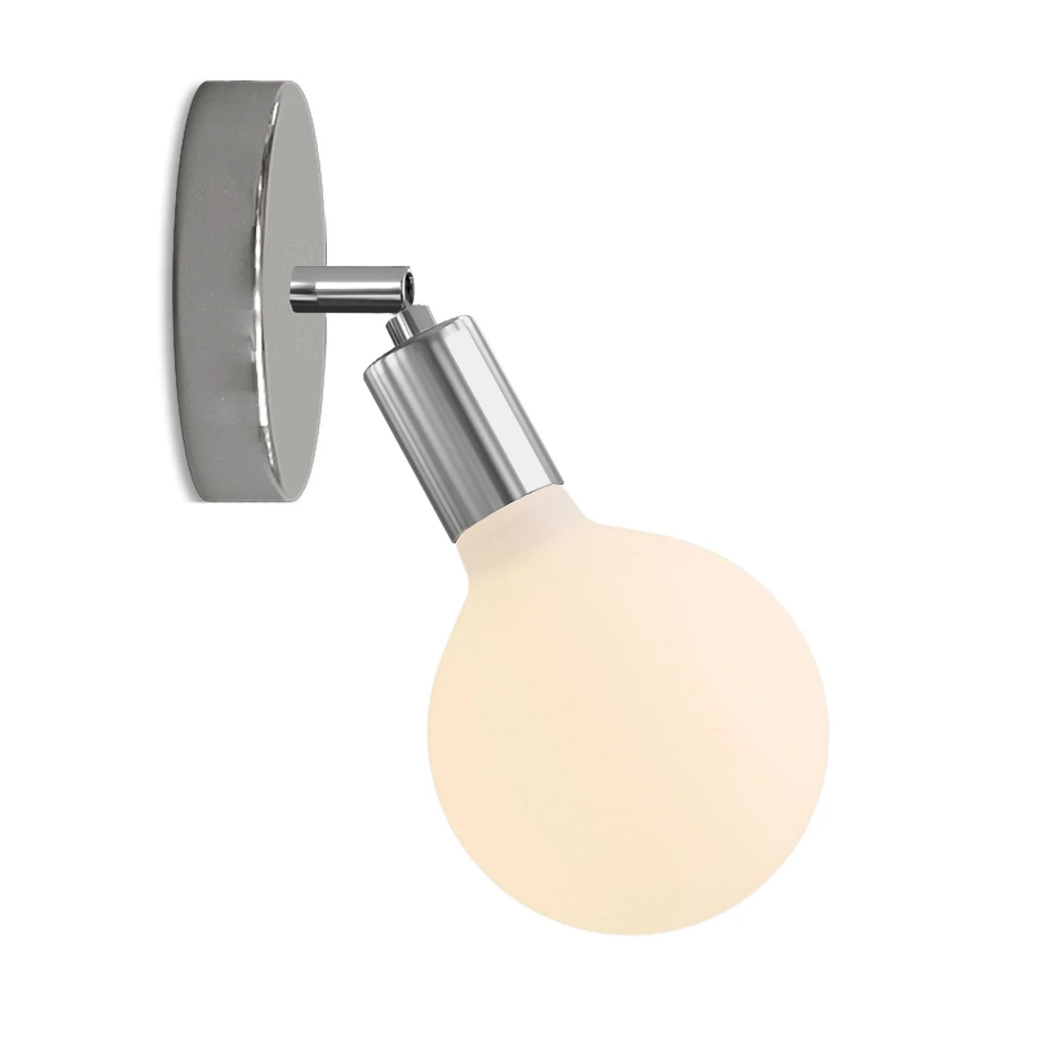 Fermaluce Snodo Metalllampe mit Glühbirne Globo Porzellan – Chrom
