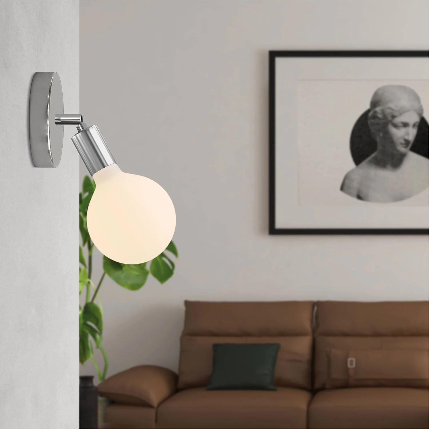 Fermaluce Snodo Metalllampe mit Glühbirne Globo Porzellan – Chrom - Image 2
