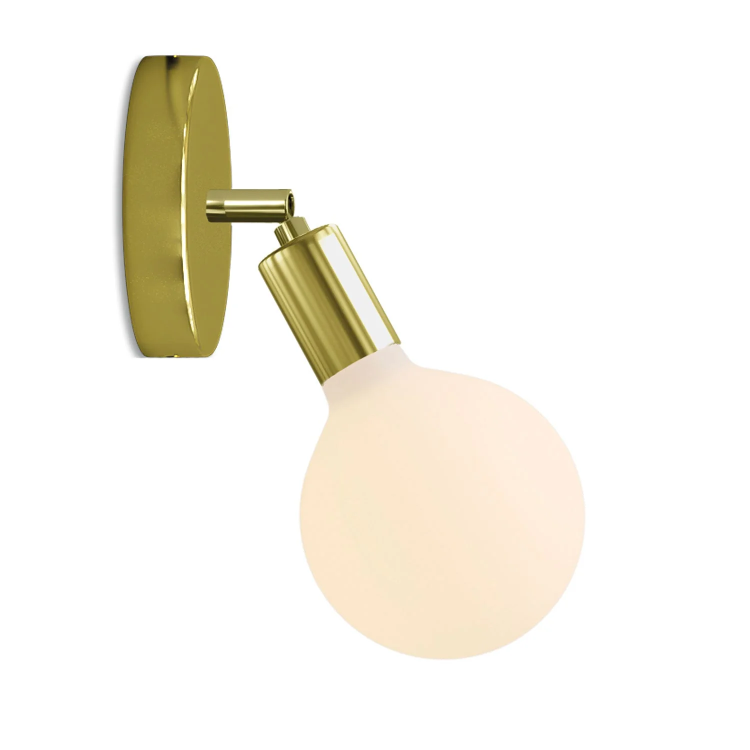 Fermaluce Scharnier-Metalllampe mit Globo Porzellan-Glühbirne – Messing