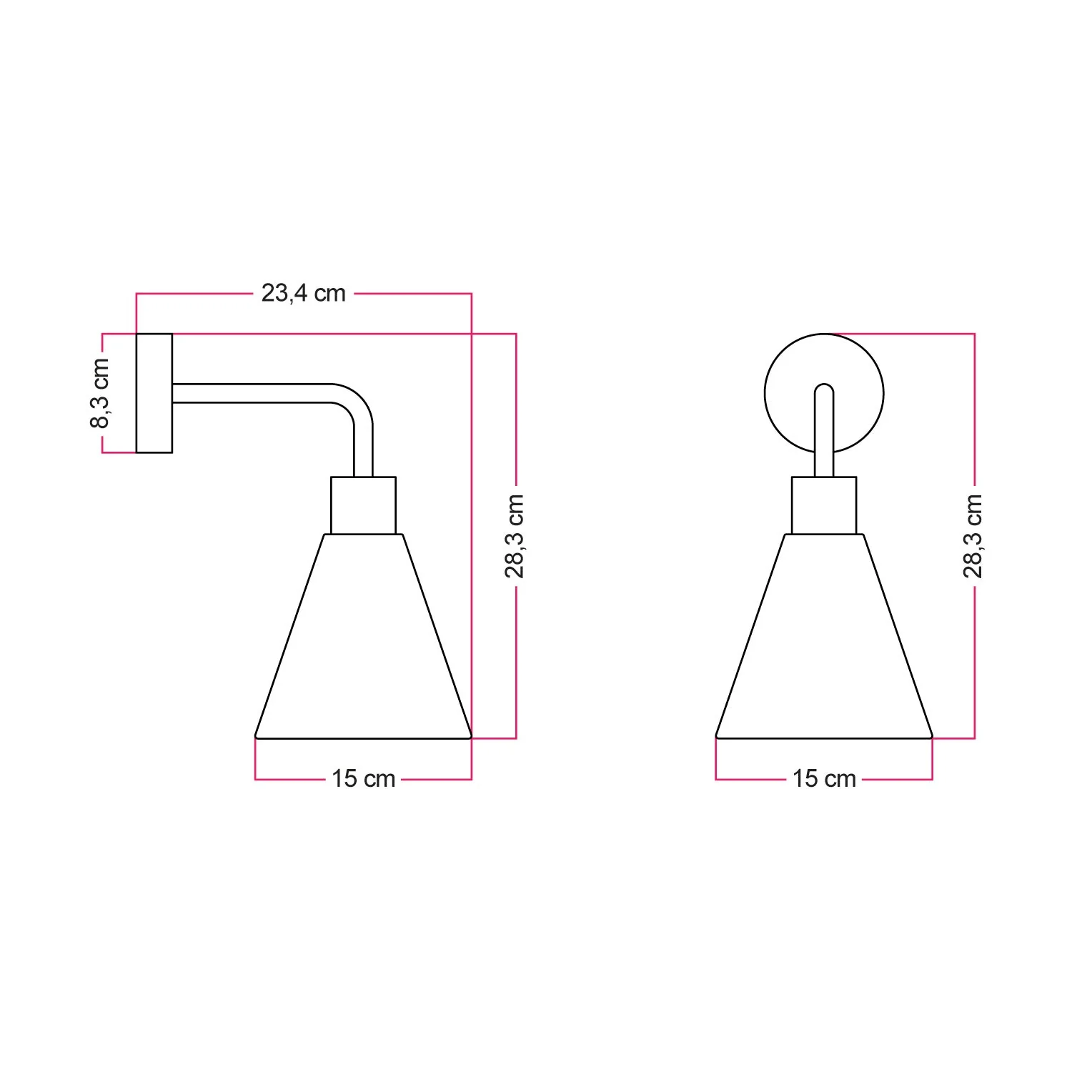 Fermaluce-Lampe mit konischem Holzschirm und gebogener Erweiterung – Satinbronze - Image 3