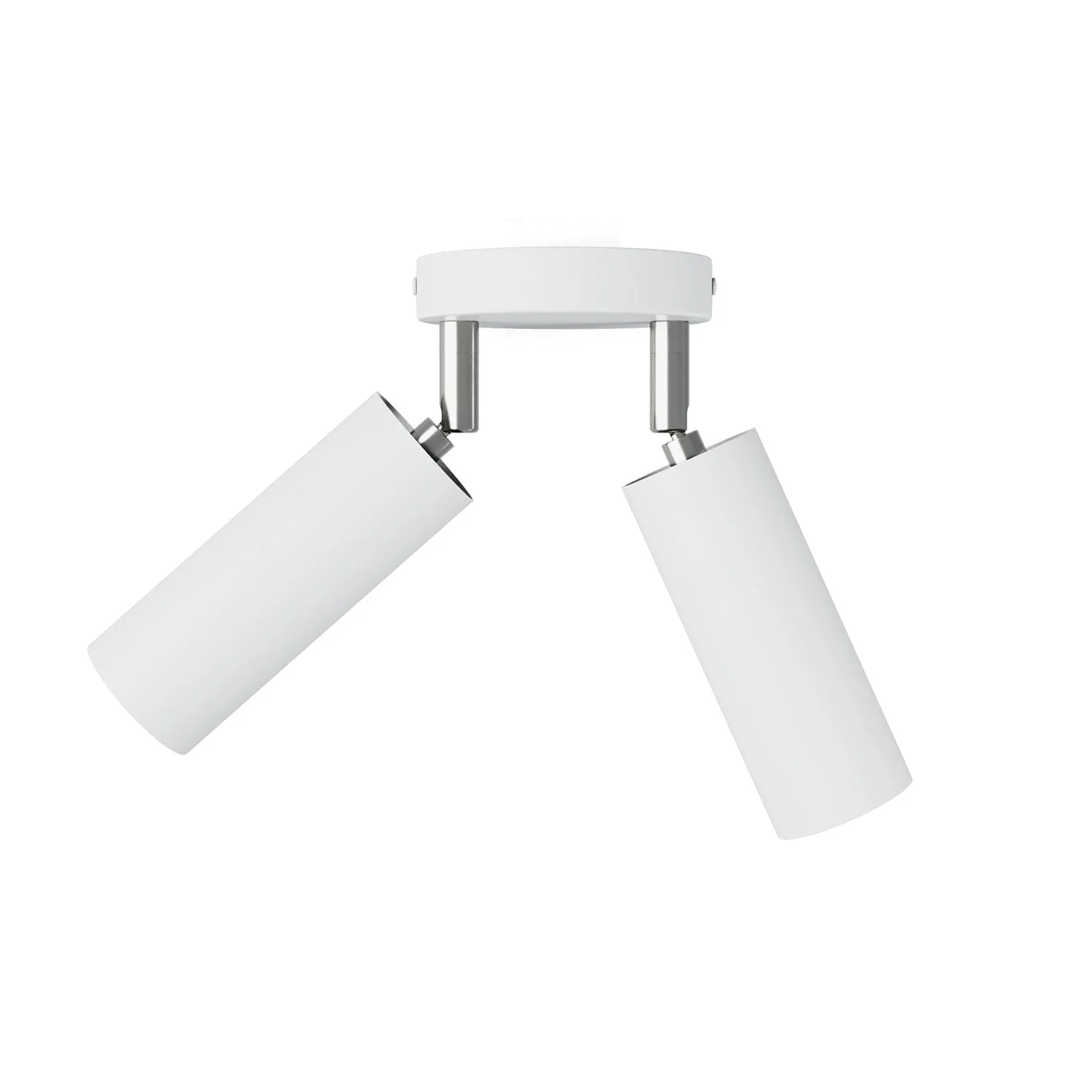 Lampe mit 2 Spots und Tub-E14-Lampenschirm, runder Baldachin – Mattweiß