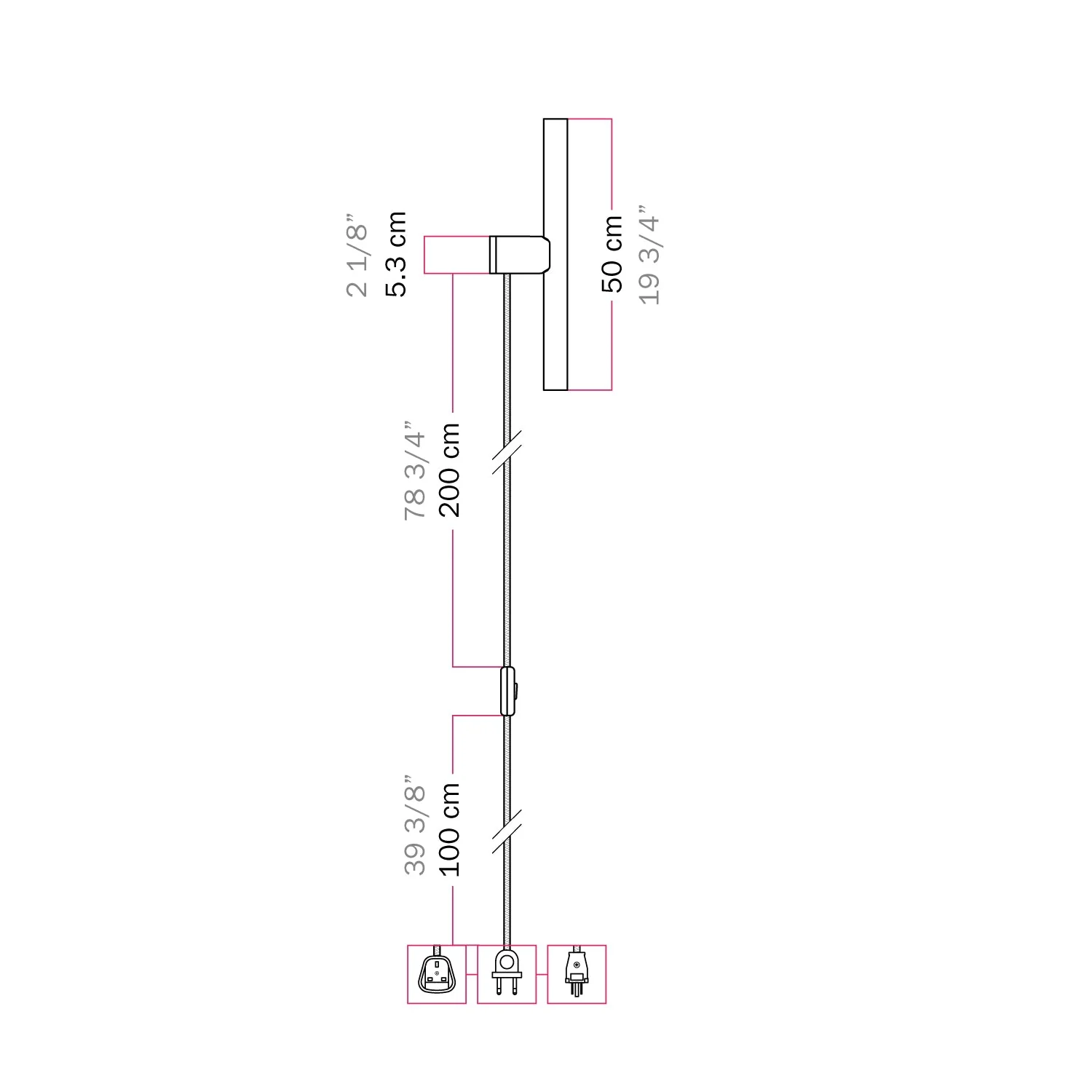 Lampe mit UK-Stecker, metallic Finish und linearem LED-Leuchtmittel S14d - Satiniertes Kupfer - Image 6