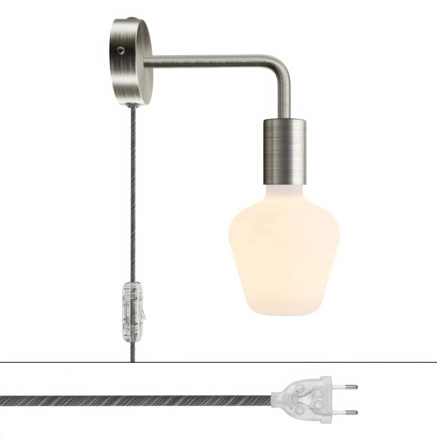 Spostaluce Lampe aus Metall mit gebogenem Ausleger – Satin-Titan