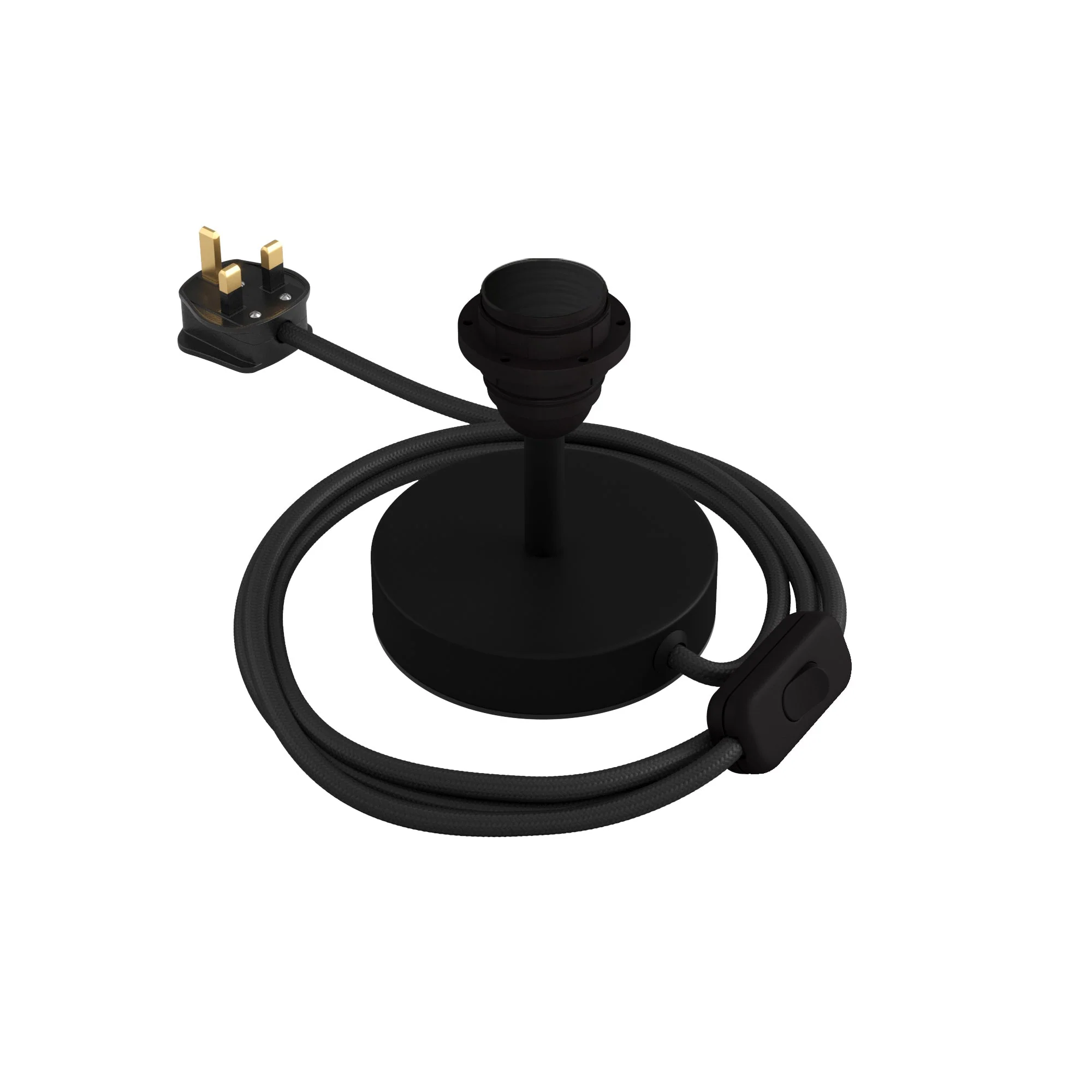 Lampenfuß für Lampenschirm – Tischleuchte aus Metall mit UK-Stecker – Schwarz matt