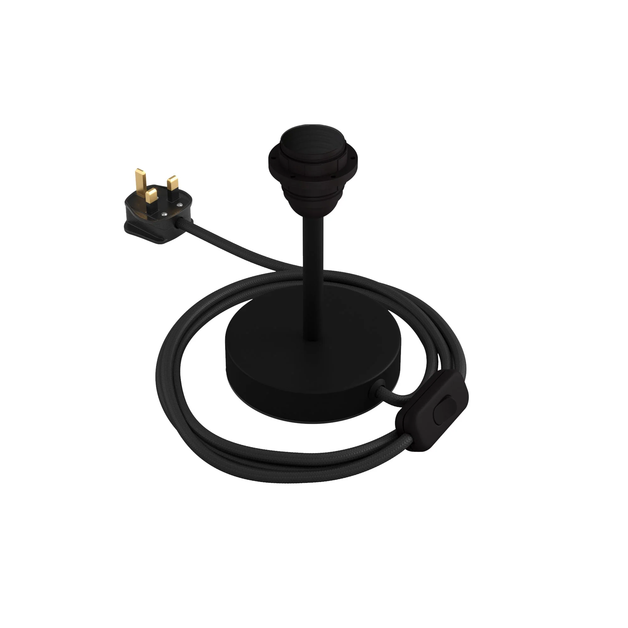 Lampenfuß für Lampenschirm – Tischleuchte aus Metall mit UK-Stecker – Schwarz matt - Image 5