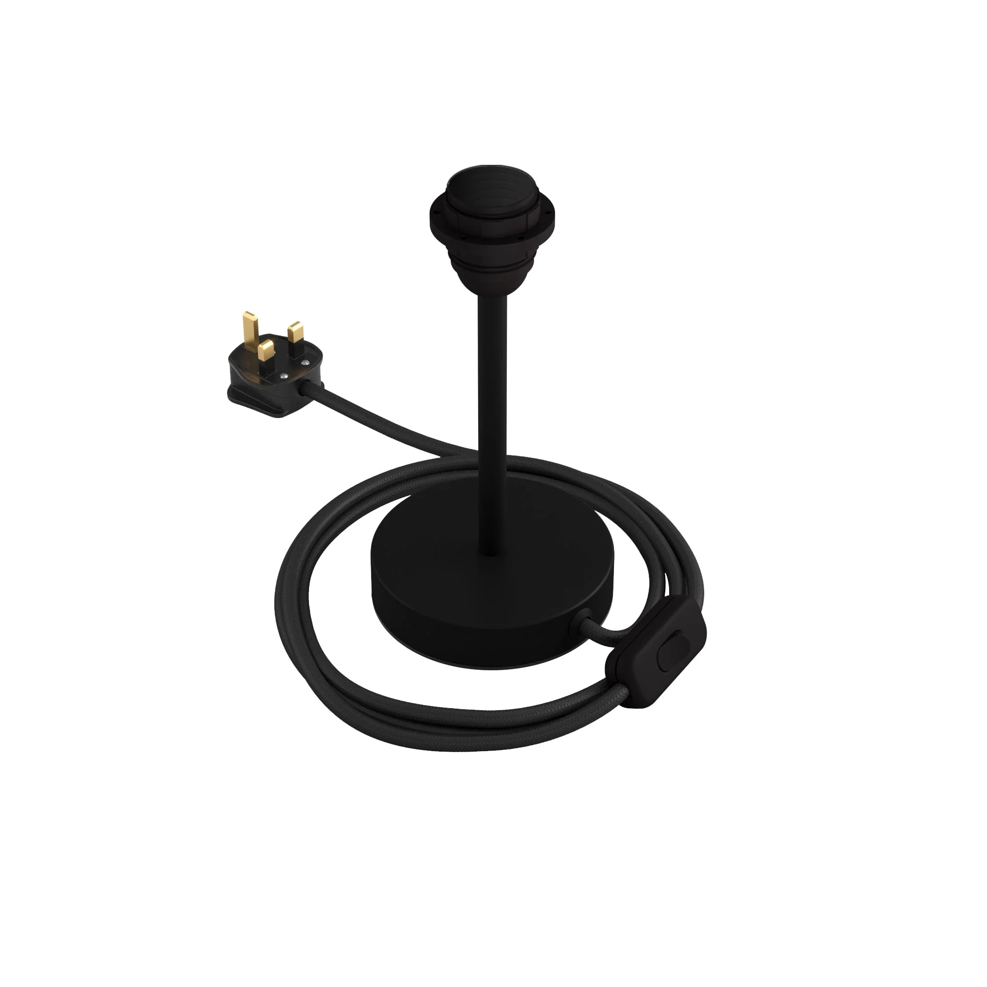 Lampenfuß für Lampenschirm – Tischleuchte aus Metall mit UK-Stecker – Schwarz matt - Image 6