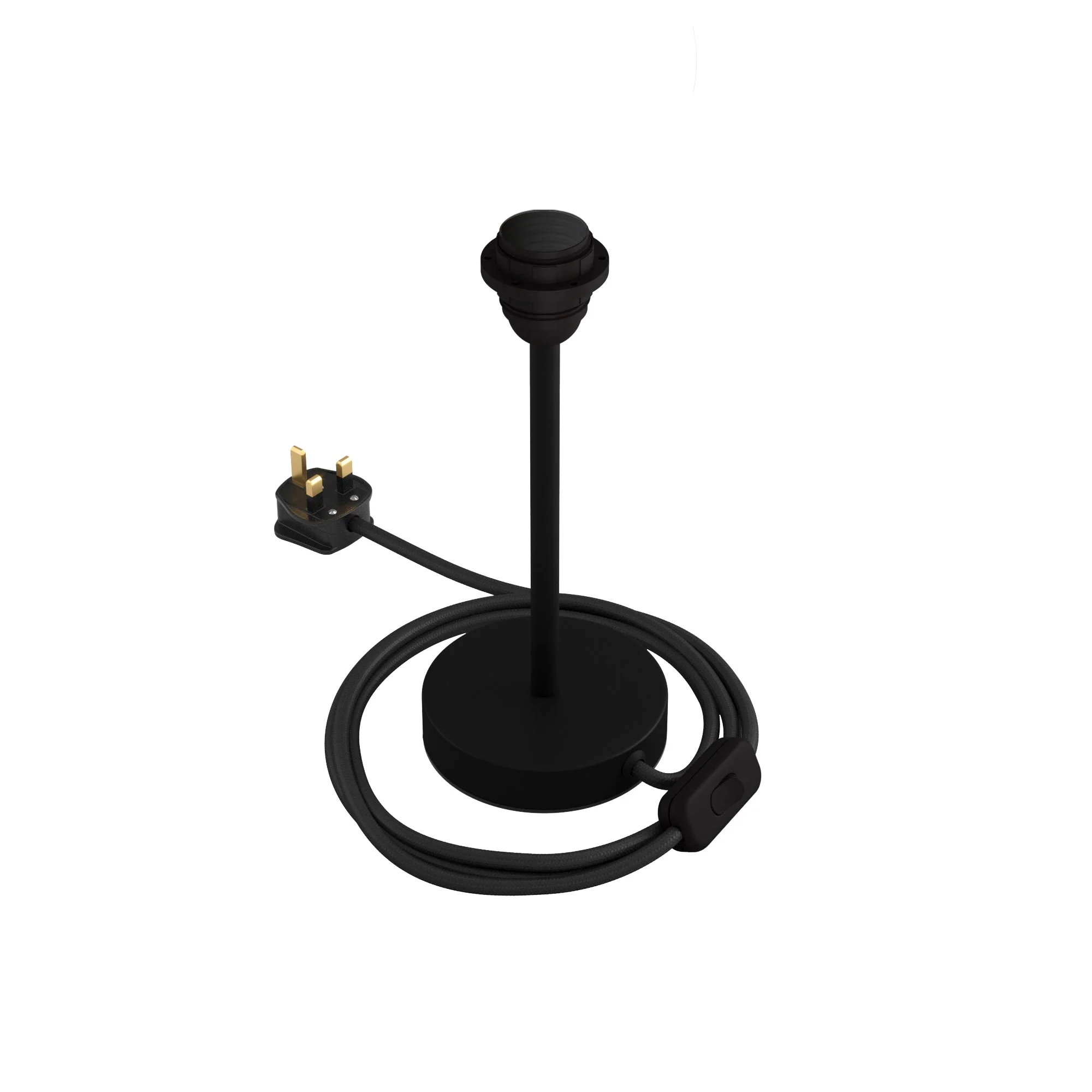 Lampenfuß für Lampenschirm – Tischleuchte aus Metall mit UK-Stecker – Schwarz matt - Image 7