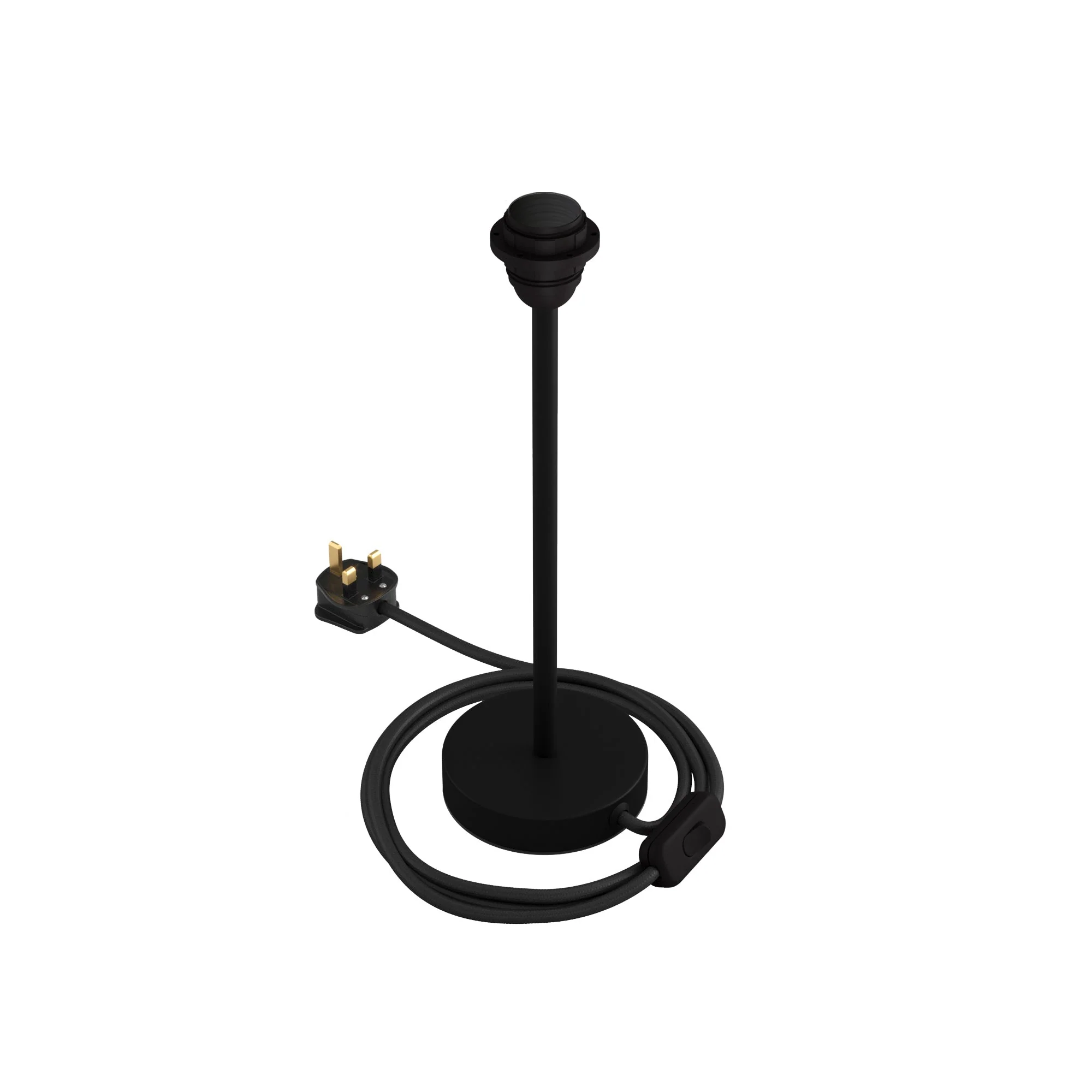 Lampenfuß für Lampenschirm – Tischleuchte aus Metall mit UK-Stecker – Schwarz matt - Image 9