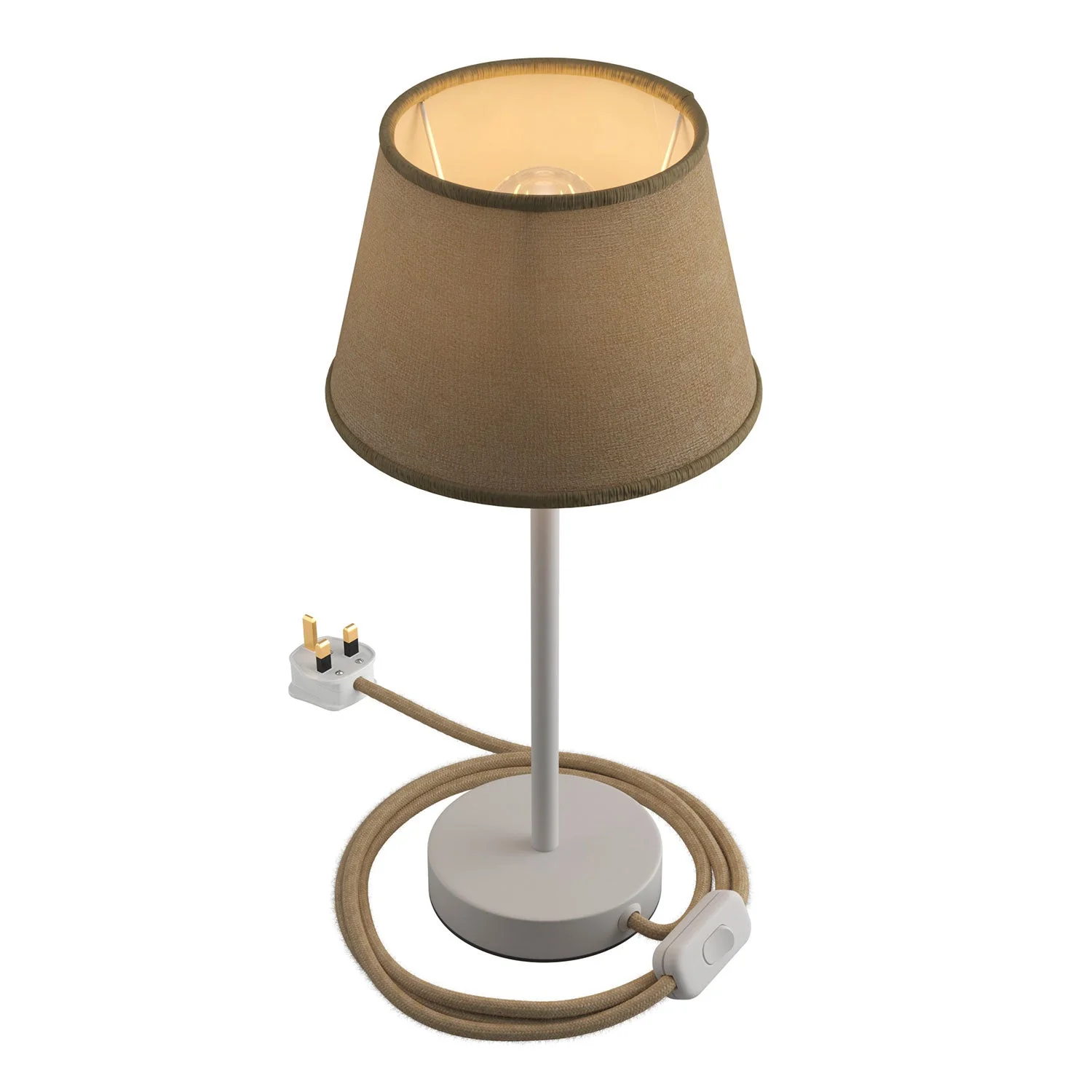 Alzaluce mit Impero-Lampenschirm, Tischleuchte aus Metall mit UK-Stecker – Natur-Jute - Image 7