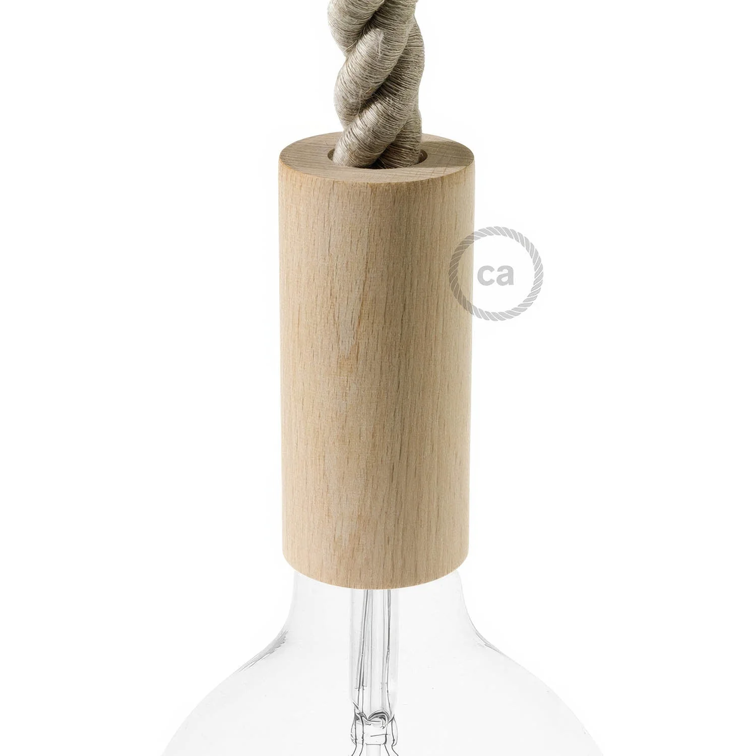 Kit Lampenfassungen E27 aus Holz für 2XL-Kordel – Natur
