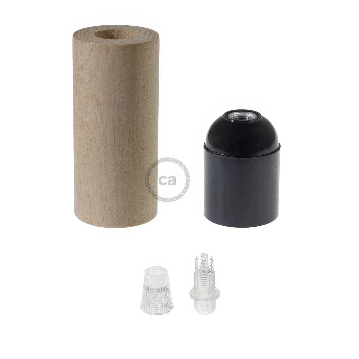 Kit Lampenfassungen E27 aus Holz für 2XL-Kordel – Natur - Image 2
