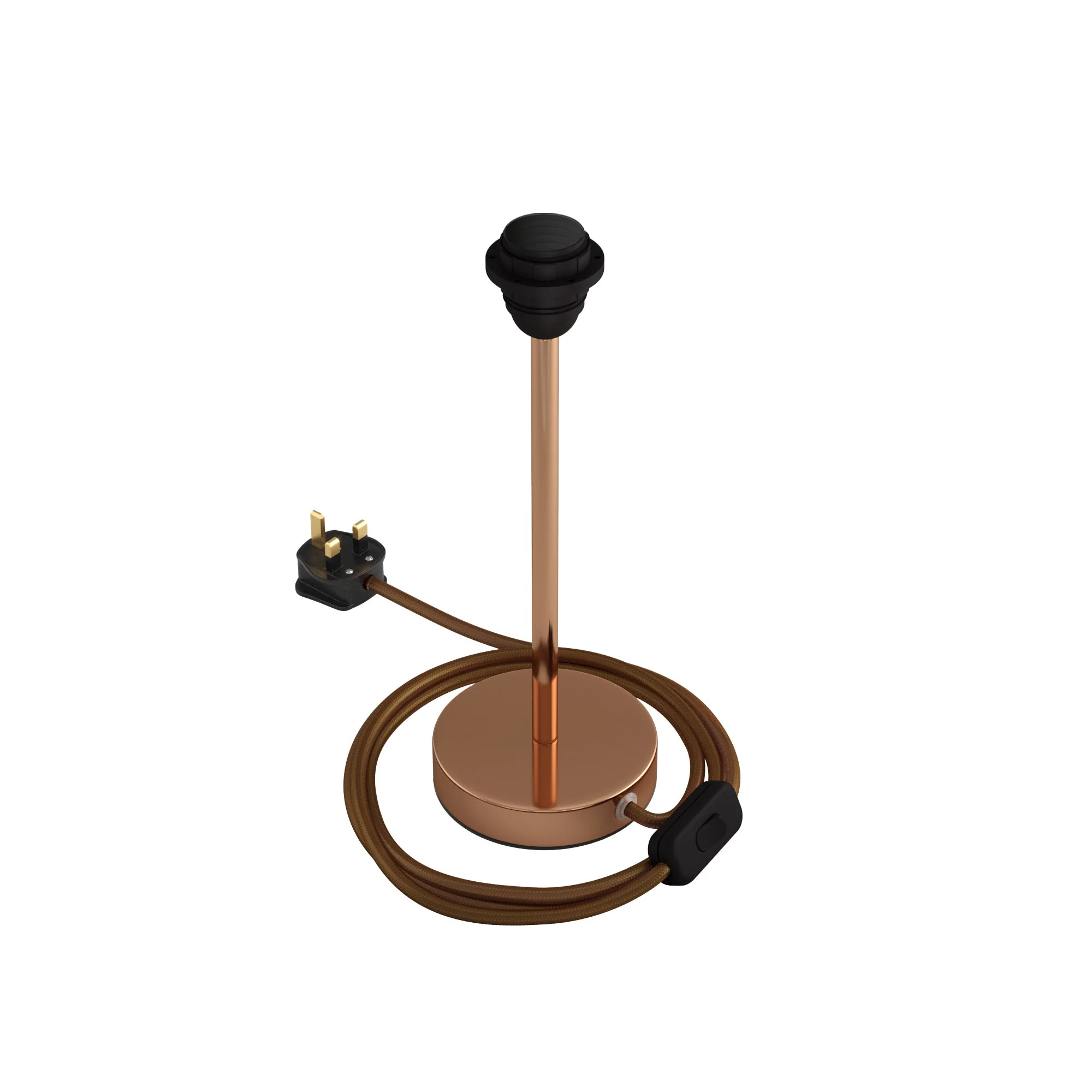 Lampenschirmfuß für Schirm – Tischleuchte aus Metall mit UK-Stecker – Kupfer - Image 8