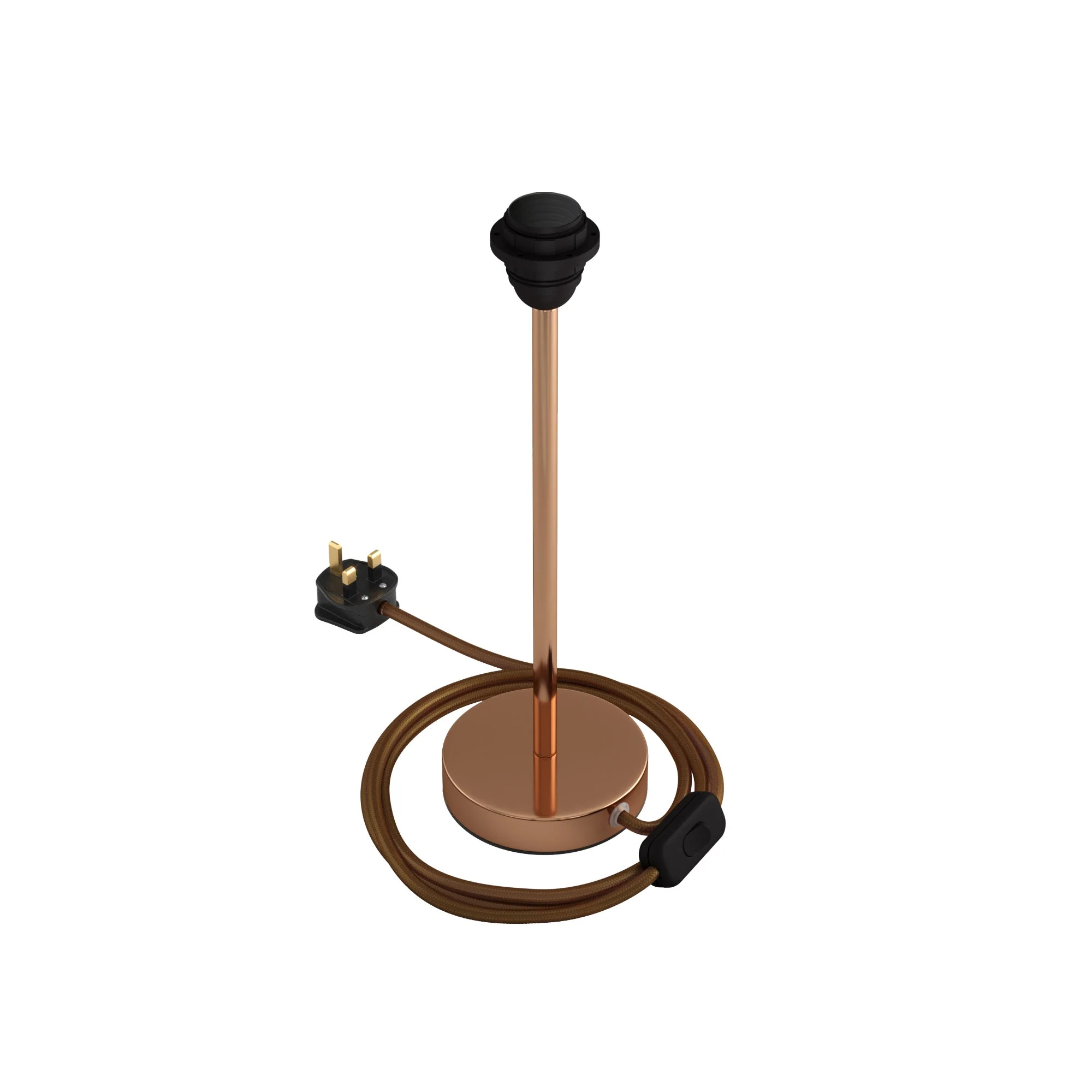 Lampenschirmfuß für Schirm – Tischleuchte aus Metall mit UK-Stecker – Kupfer - Image 9