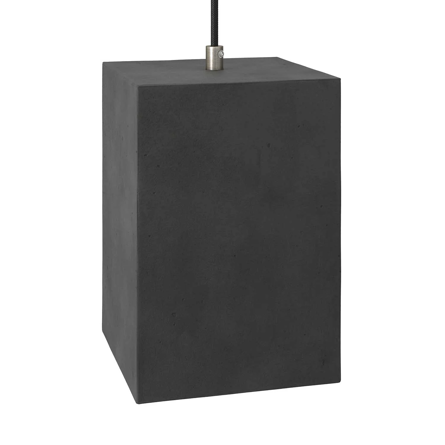 Betonschirm Cube für Pendelleuchte, komplett mit Zugentlastung und Lampenfassung E27 – Dunkelbeton