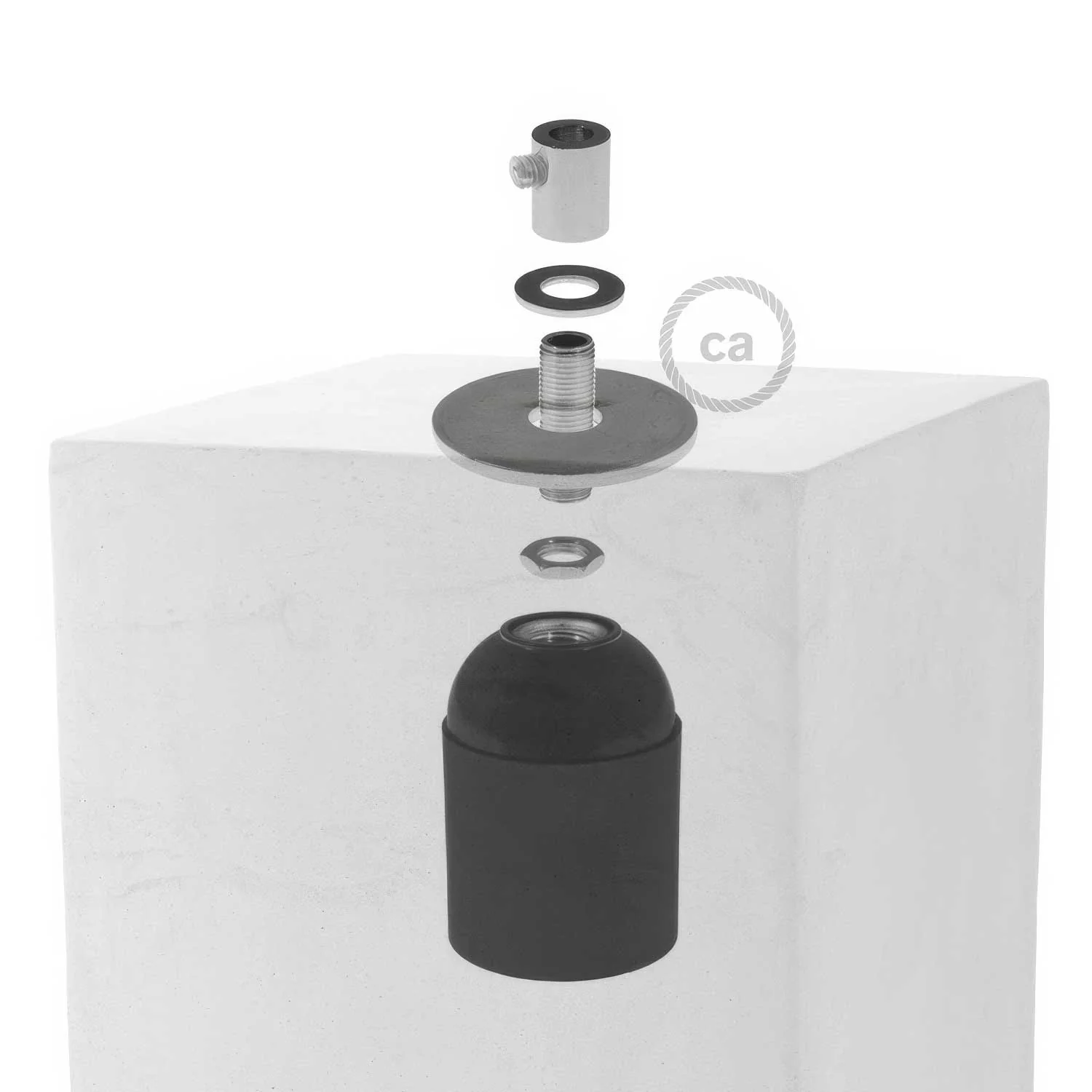 Betonschirm Cube für Pendelleuchte, komplett mit Zugentlastung und Lampenfassung E27 – Dunkelbeton - Image 4