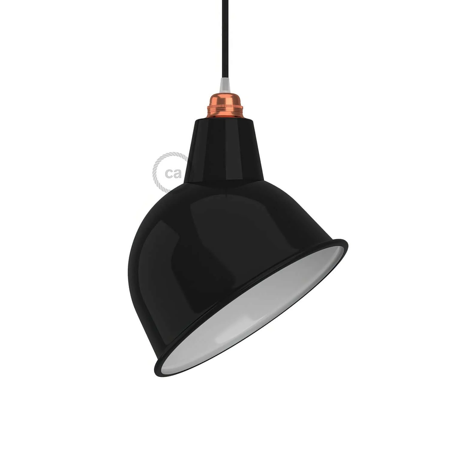 Broadway-Lampenschirm aus emailliertem Metall mit E27-Fassung – Schwarz
