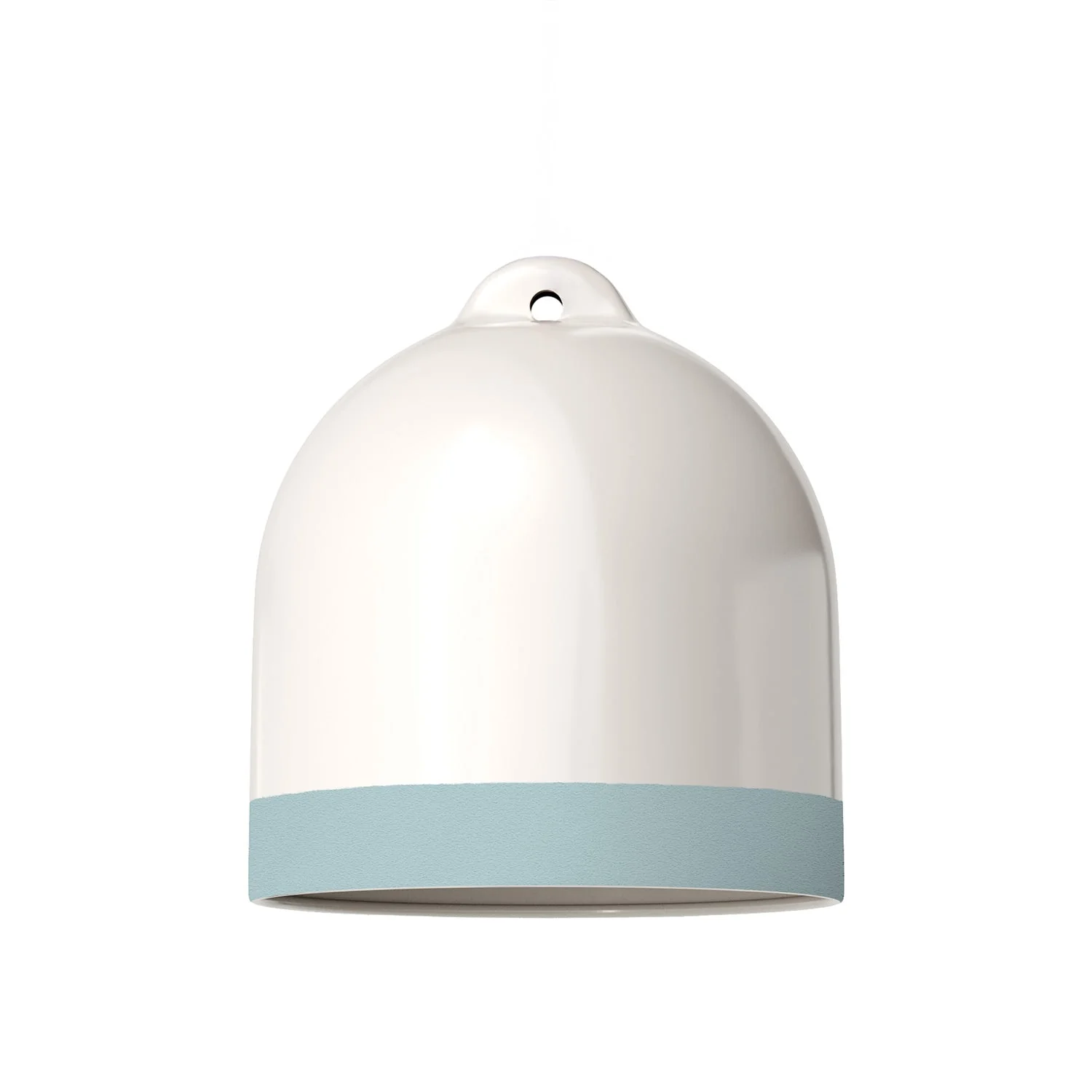 Lampenschirm Campana M zweifarbig aus Keramik Weiß und Himmelblau, Kollektion Materia – Made in Italy - Image 3