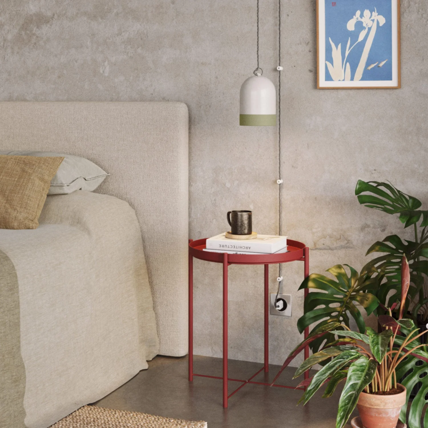 Lampenschirm Campana Mini XS, zweifarbig aus Keramik, Weiß und Salbeigrün, Kollektion Materia – Made in Italy - Image 2
