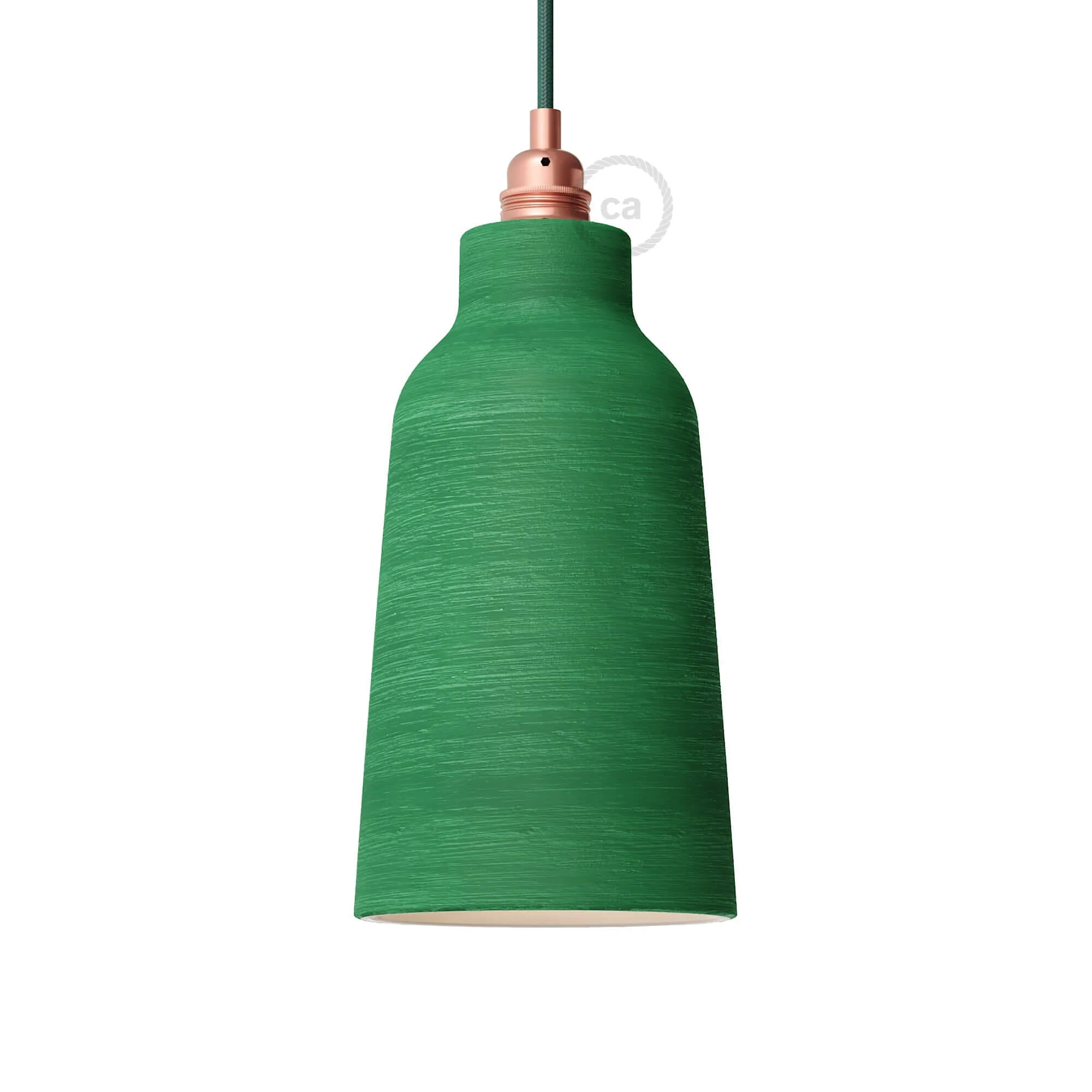 Flaschenförmiger Lampenschirm aus Keramik, Kollektion Materia – Made in Italy – Gestreiftes Evergreen