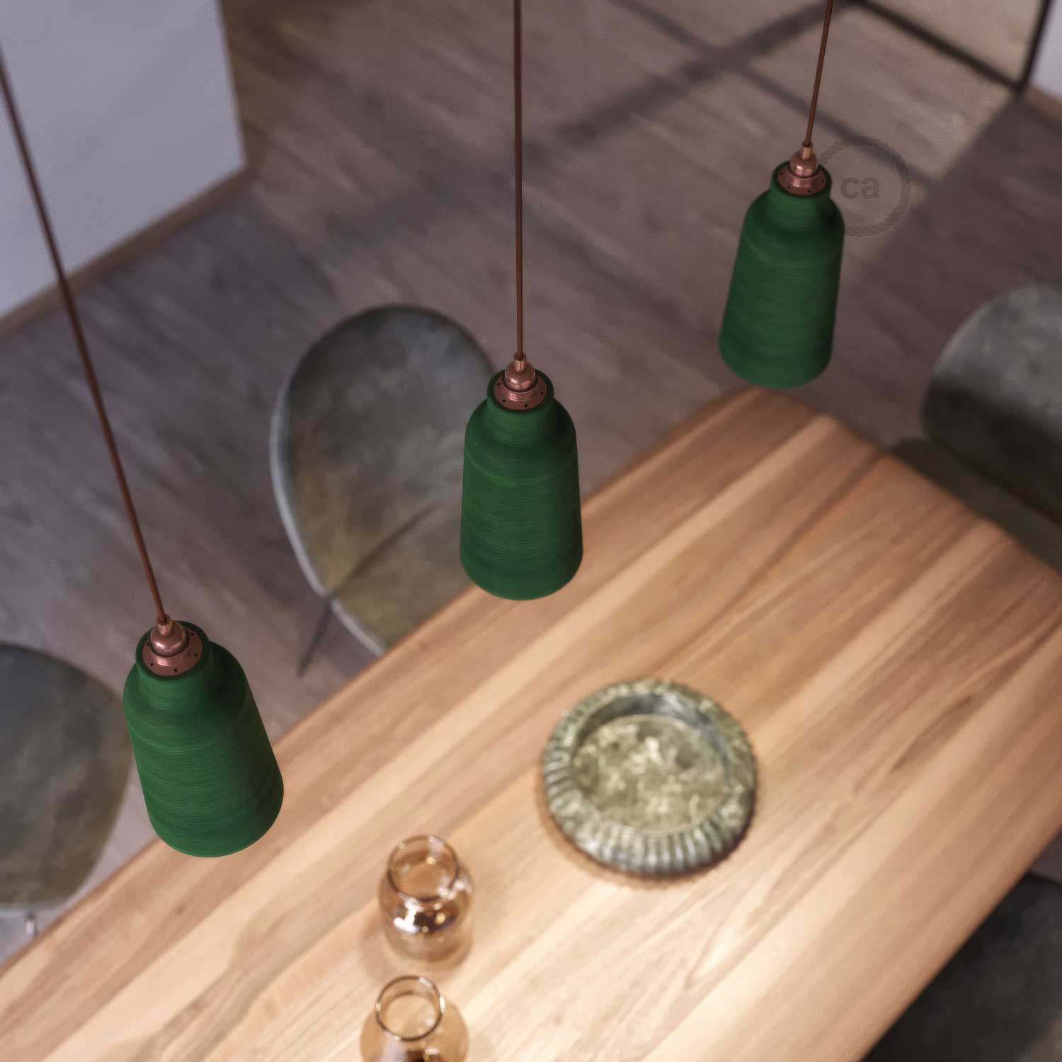 Flaschenförmiger Lampenschirm aus Keramik, Kollektion Materia – Made in Italy – Gestreiftes Evergreen - Image 3
